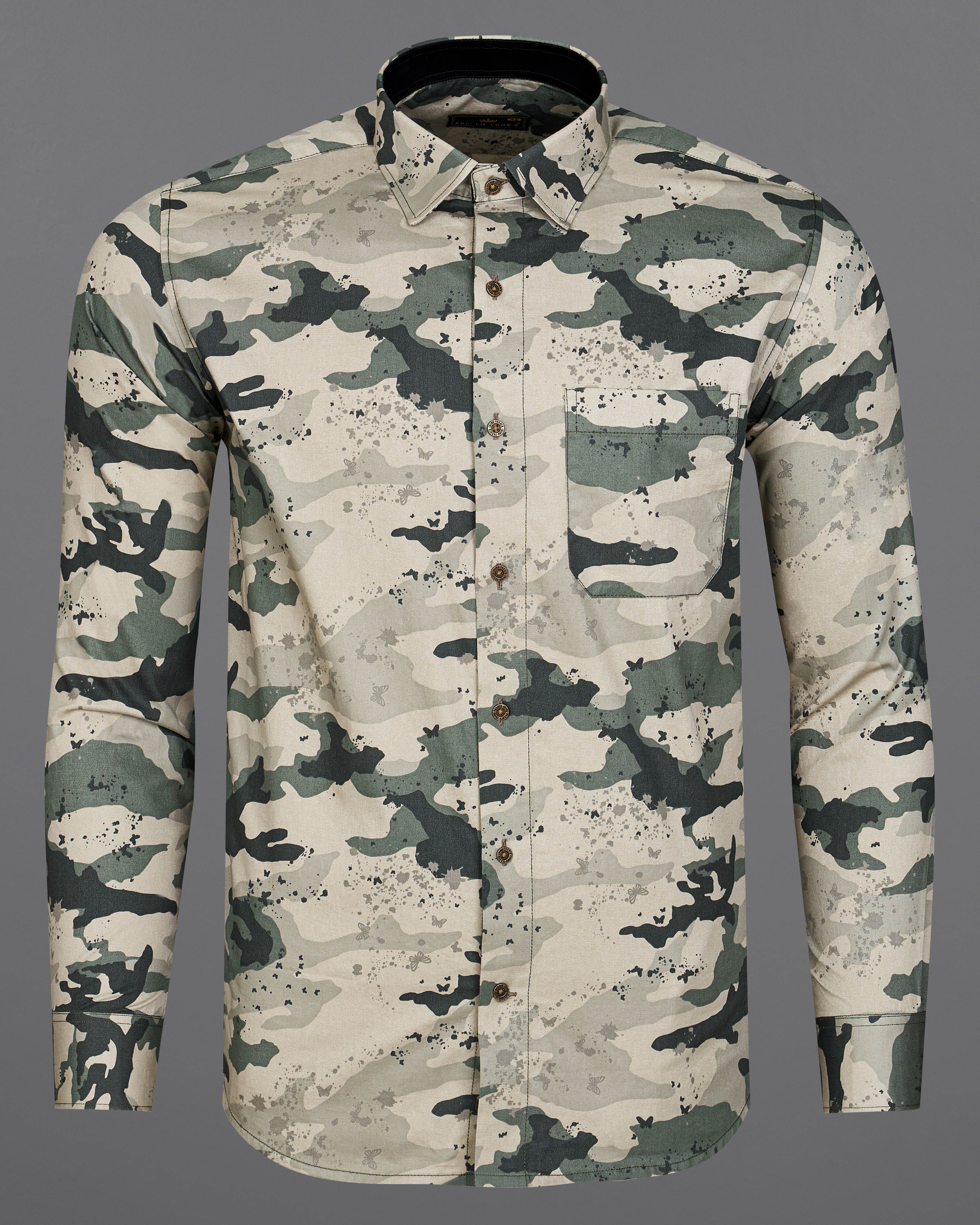 Amber Brown with Outer Space Green Camouflage Printed Royal Oxford Designer Shirt 8917-MB-P129-38, 8917-MB-P129-H-38,  8917-MB-P129-39,  8917-MB-P129-H-39,  8917-MB-P129-40,  8917-MB-P129-H-40,  8917-MB-P129-42,  8917-MB-P129-H-42,  8917-MB-P129-44,  8917-MB-P129-H-44,  8917-MB-P129-46,  8917-MB-P129-H-46,  8917-MB-P129-48,  8917-MB-P129-H-48,  8917-MB-P129-50,  8917-MB-P129-H-50,  8917-MB-P129-52,  8917-MB-P129-H-52