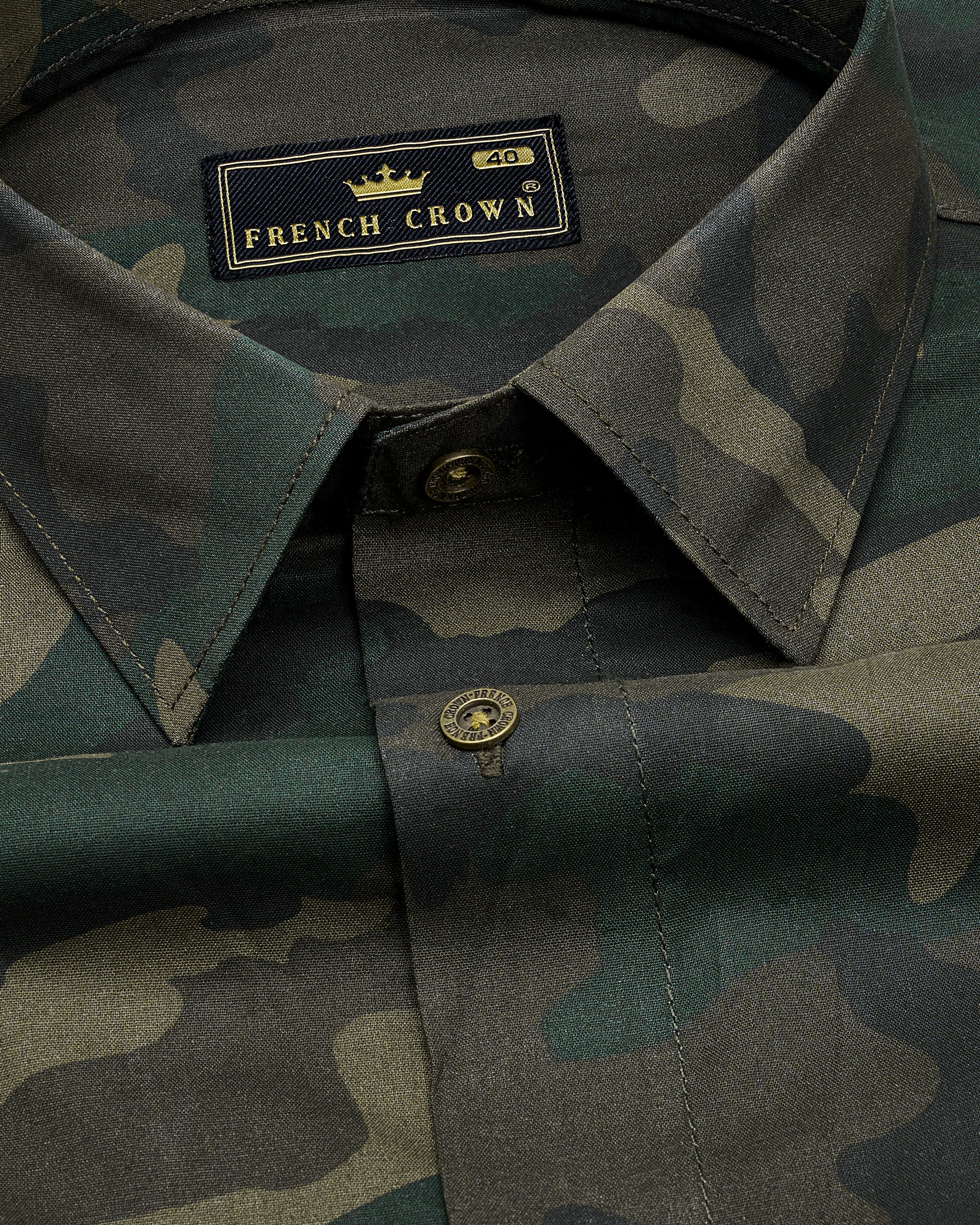 Thunder Brown with Rangoon Green Camouflage Printed Royal Oxford Shirt 8919-MB-38, 8919-MB-H-38, 8919-MB-39, 8919-MB-H-39, 8919-MB-40, 8919-MB-H-40, 8919-MB-42, 8919-MB-H-42, 8919-MB-44, 8919-MB-H-44, 8919-MB-46, 8919-MB-H-46, 8919-MB-48, 8919-MB-H-48, 8919-MB-50, 8919-MB-H-50, 8919-MB-52, 8919-MB-H-52