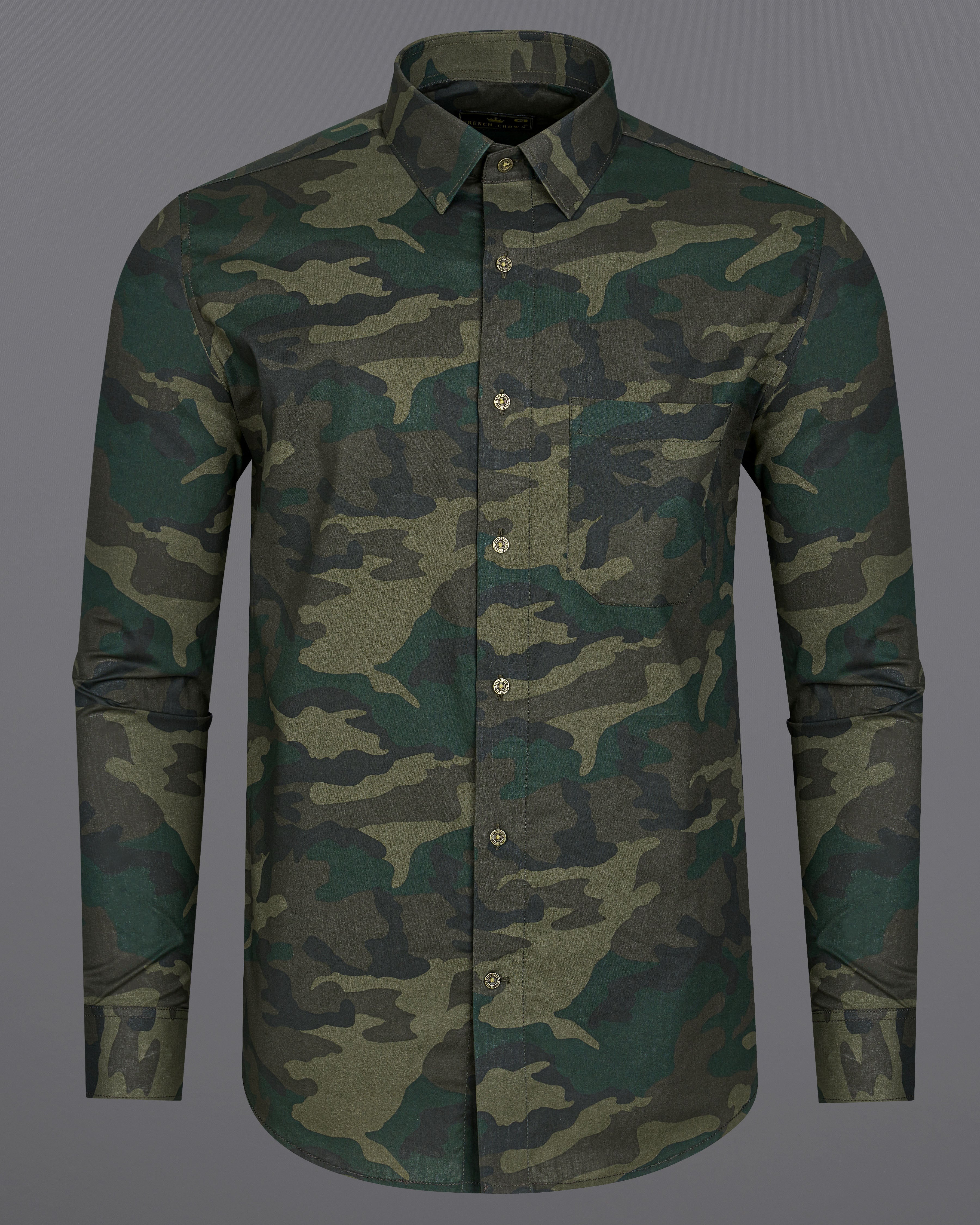 Thunder Brown with Rangoon Green Camouflage Printed Royal Oxford Shirt 8919-MB-38, 8919-MB-H-38,  8919-MB-39,  8919-MB-H-39,  8919-MB-40,  8919-MB-H-40,  8919-MB-42,  8919-MB-H-42,  8919-MB-44,  8919-MB-H-44,  8919-MB-46,  8919-MB-H-46,  8919-MB-48,  8919-MB-H-48,  8919-MB-50,  8919-MB-H-50,  8919-MB-52,  8919-MB-H-52