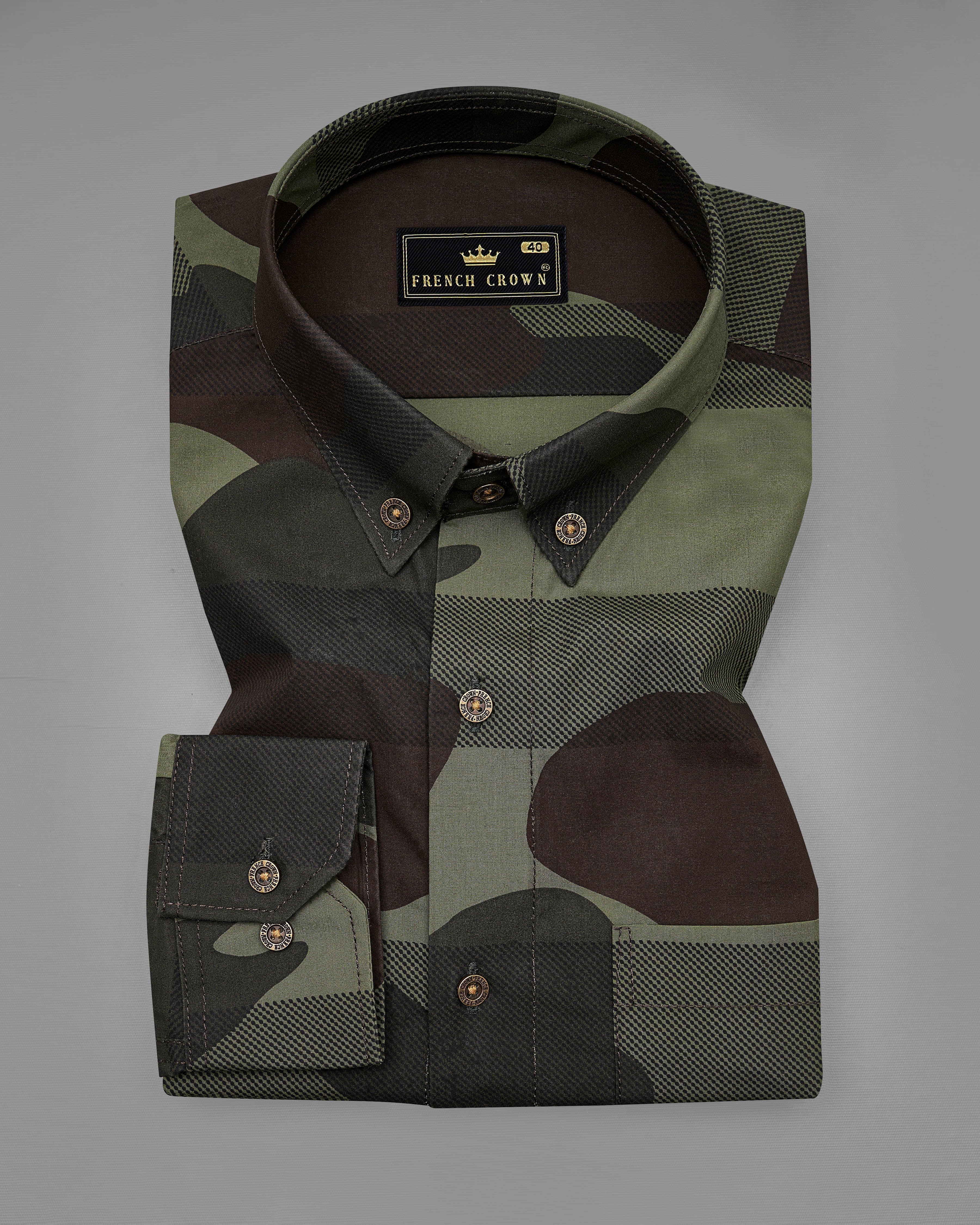 Birch Brown with Iridium Green Camouflage Printed Royal Oxford Shirt 8926-BD-MB-38, 8926-BD-MB-H-38,  8926-BD-MB-39,  8926-BD-MB-H-39,  8926-BD-MB-40,  8926-BD-MB-H-40,  8926-BD-MB-42,  8926-BD-MB-H-42,  8926-BD-MB-44,  8926-BD-MB-H-44,  8926-BD-MB-46,  8926-BD-MB-H-46,  8926-BD-MB-48,  8926-BD-MB-H-48,  8926-BD-MB-50,  8926-BD-MB-H-50,  8926-BD-MB-52,  8926-BD-MB-H-52