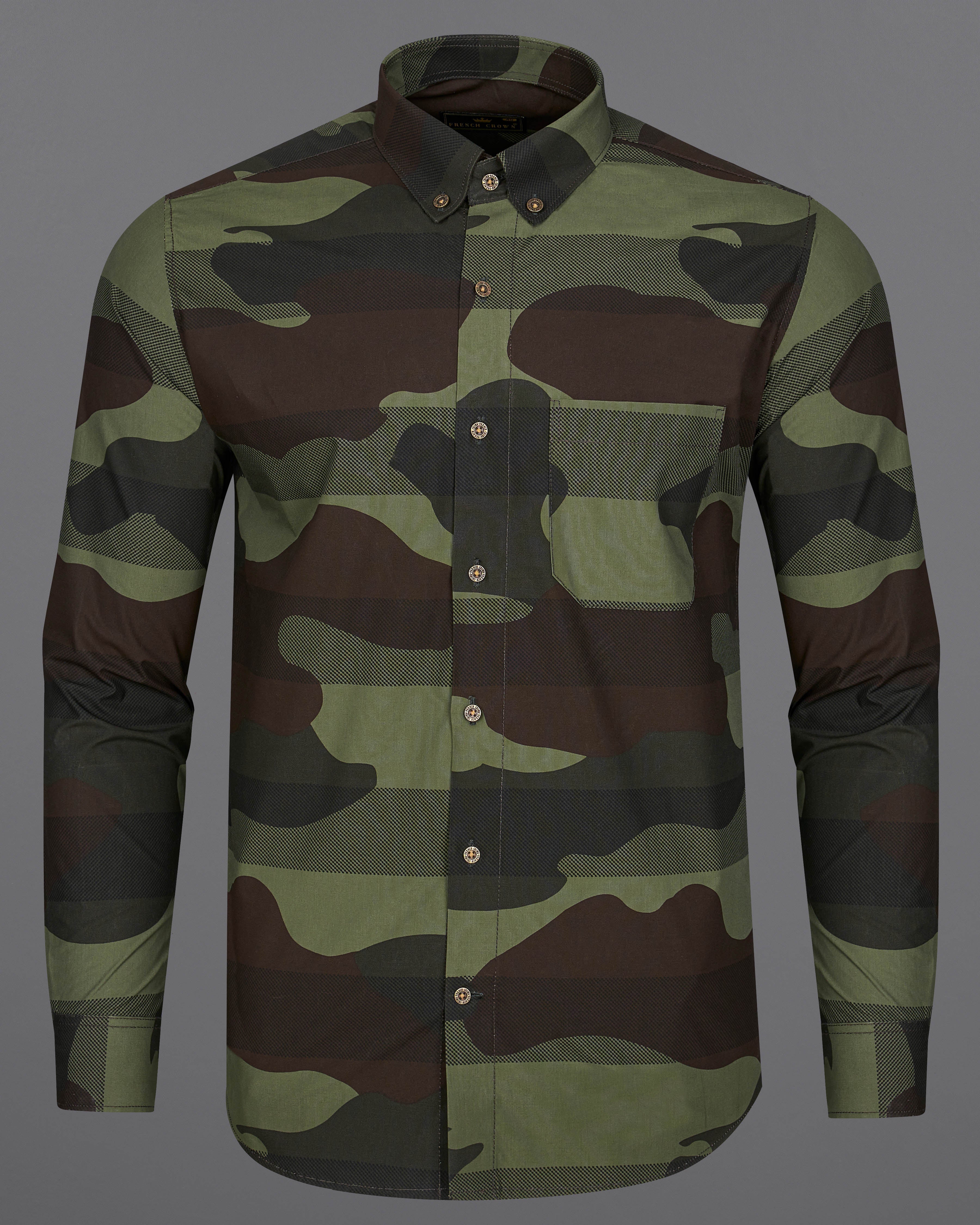 Birch Brown with Iridium Green Camouflage Printed Royal Oxford Shirt 8926-BD-MB-38, 8926-BD-MB-H-38,  8926-BD-MB-39,  8926-BD-MB-H-39,  8926-BD-MB-40,  8926-BD-MB-H-40,  8926-BD-MB-42,  8926-BD-MB-H-42,  8926-BD-MB-44,  8926-BD-MB-H-44,  8926-BD-MB-46,  8926-BD-MB-H-46,  8926-BD-MB-48,  8926-BD-MB-H-48,  8926-BD-MB-50,  8926-BD-MB-H-50,  8926-BD-MB-52,  8926-BD-MB-H-52