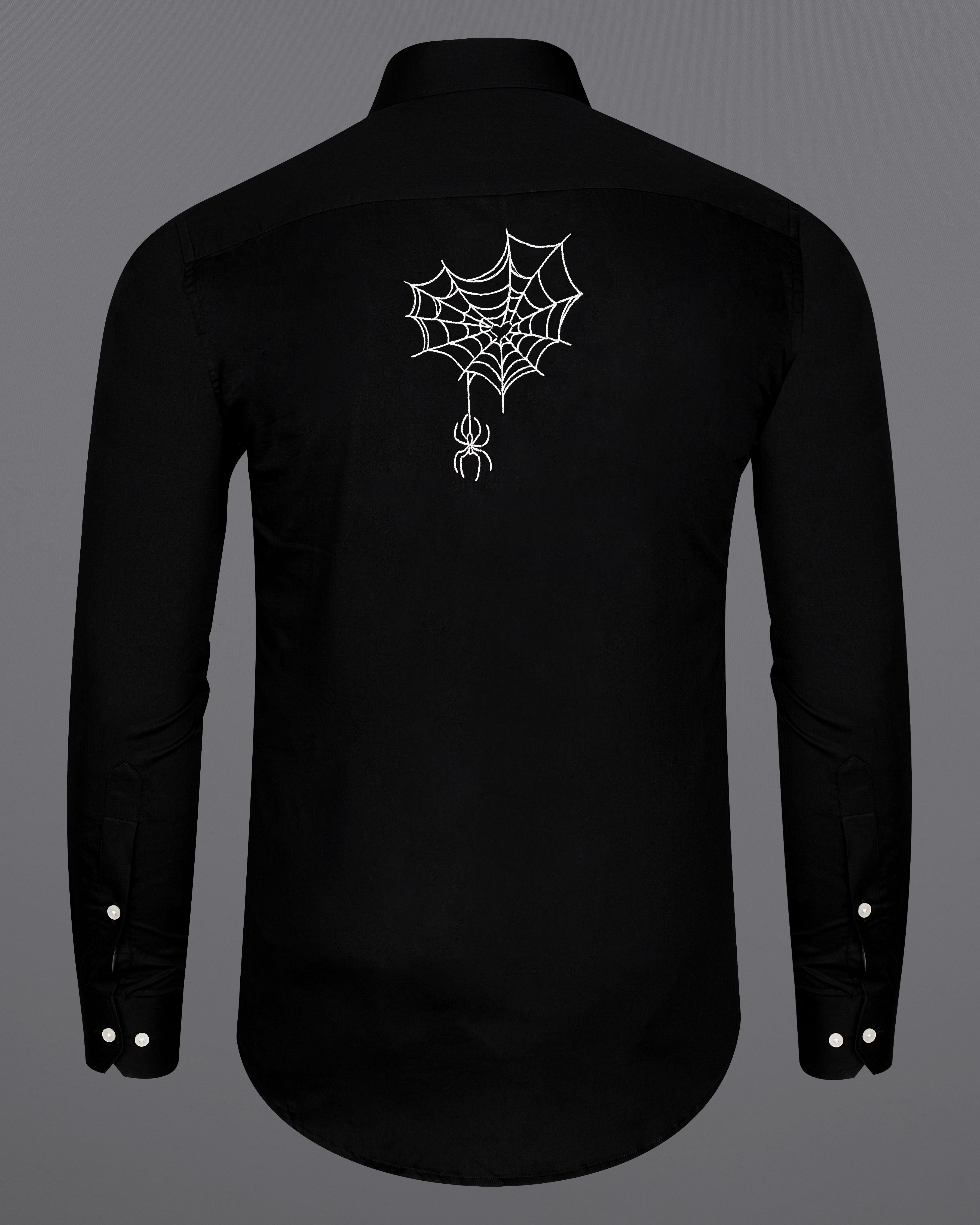 Jade Black Spider with Web Embroidered at the Back Super Soft Premium Cotton Shirt 8939-E016-38, 8939-E016-H-38, 8939-E016-39, 8939-E016-H-39, 8939-E016-40, 8939-E016-H-40, 8939-E016-42, 8939-E016-H-42, 8939-E016-44, 8939-E016-H-44, 8939-E016-46, 8939-E016-H-46, 8939-E016-48, 8939-E016-H-48, 8939-E016-50, 8939-E016-H-50, 8939-E016-52, 8939-E016-H-52