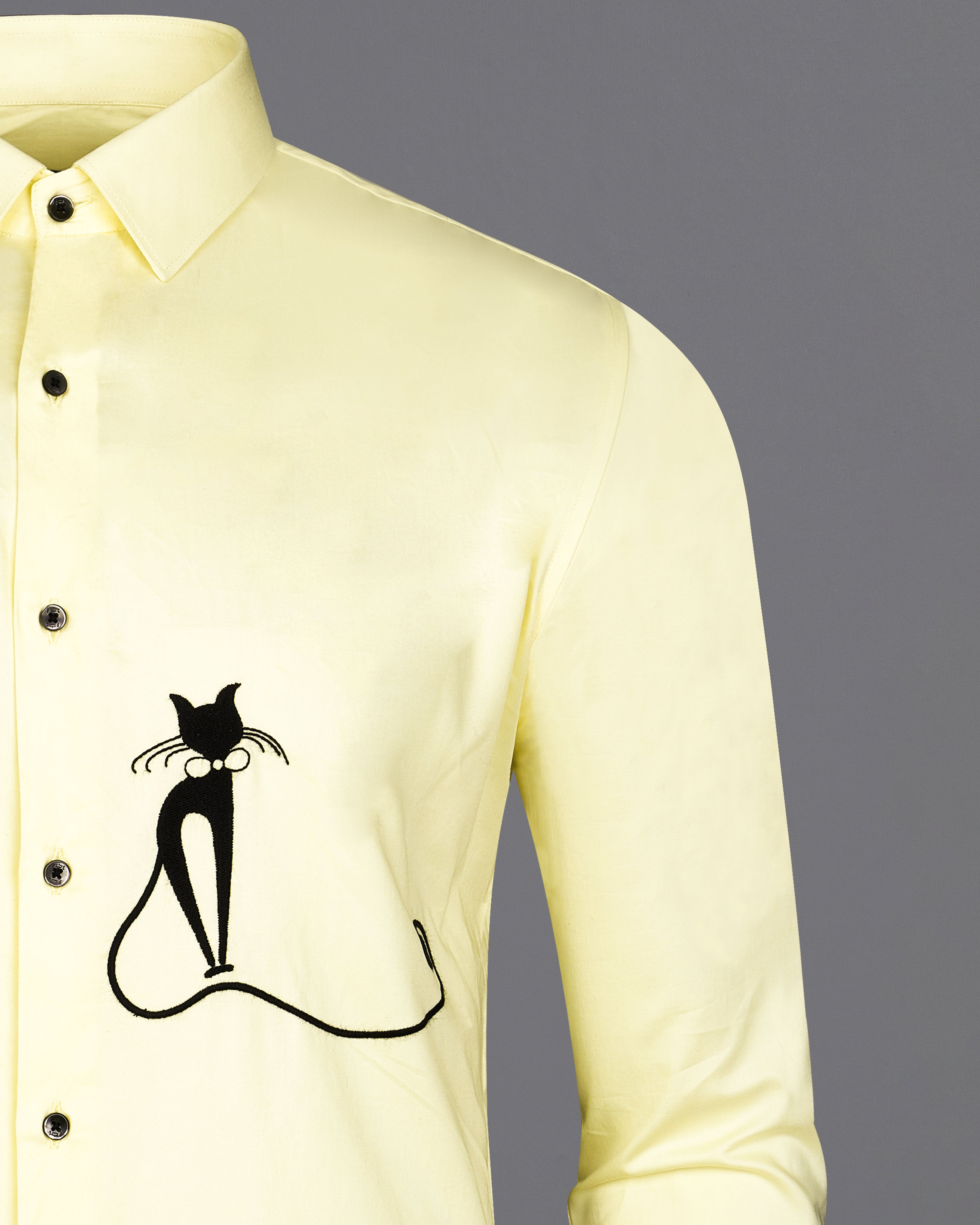 Citrine Yellow Subtle Sheen With Cat Embroidered Super Soft Premium Cotton Shirt 8957-BLK-E032-38, 8957-BLK-E032-H-38, 8957-BLK-E032-39, 8957-BLK-E032-H-39, 8957-BLK-E032-40, 8957-BLK-E032-H-40, 8957-BLK-E032-42, 8957-BLK-E032-H-42, 8957-BLK-E032-44, 8957-BLK-E032-H-44, 8957-BLK-E032-46, 8957-BLK-E032-H-46, 8957-BLK-E032-48, 8957-BLK-E032-H-48, 8957-BLK-E032-50, 8957-BLK-E032-H-50, 8957-BLK-E032-52, 8957-BLK-E032-H-52