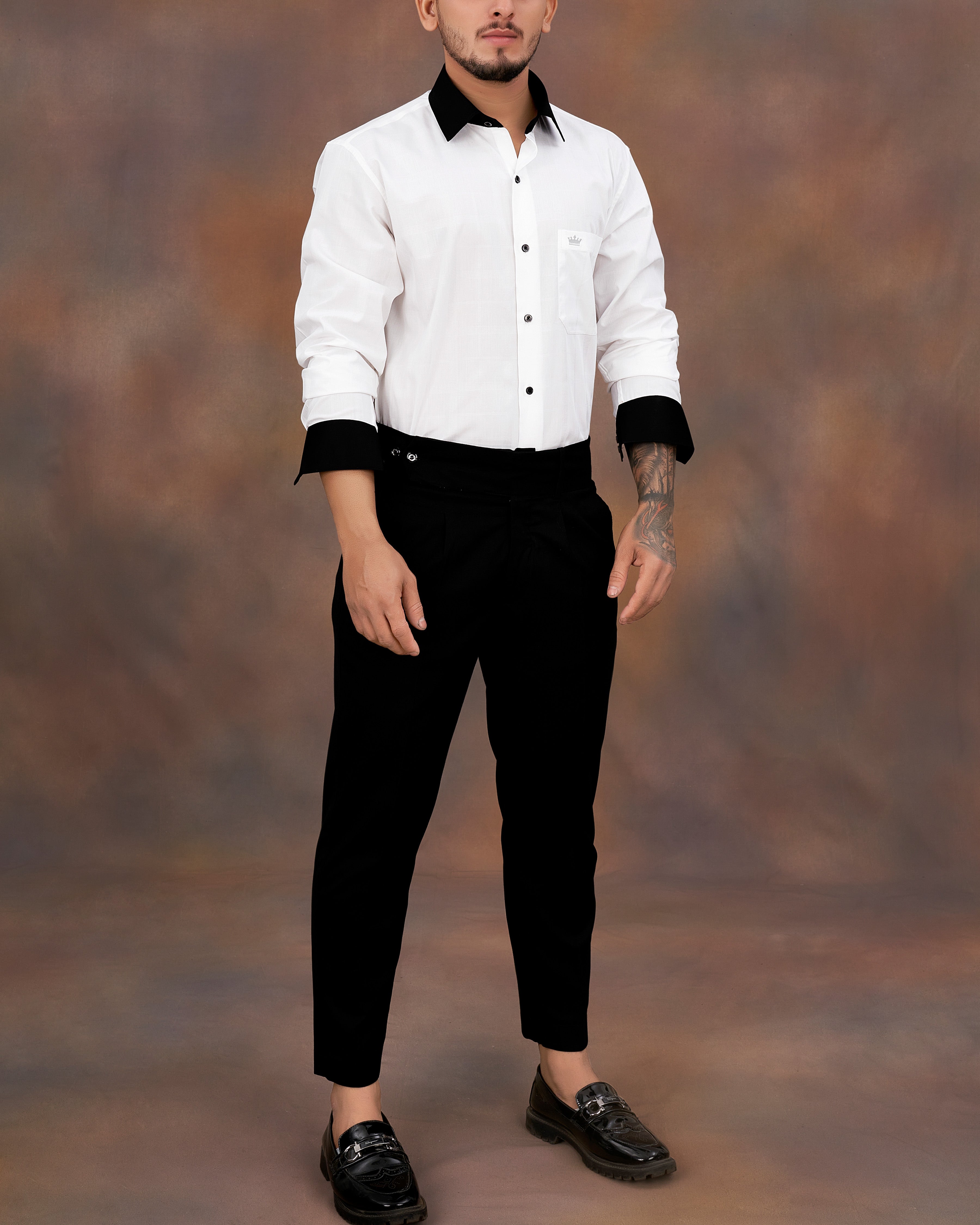 Bright White with Black Cuffs and Collar Dobby Textured Premium Giza Cotton Shirt 8977-BCC-BLK-38, 8977-BCC-BLK-H-38, 8977-BCC-BLK-39, 8977-BCC-BLK-H-39, 8977-BCC-BLK-40, 8977-BCC-BLK-H-40, 8977-BCC-BLK-42, 8977-BCC-BLK-H-42, 8977-BCC-BLK-44, 8977-BCC-BLK-H-44, 8977-BCC-BLK-46, 8977-BCC-BLK-H-46, 8977-BCC-BLK-48, 8977-BCC-BLK-H-48, 8977-BCC-BLK-50, 8977-BCC-BLK-H-50, 8977-BCC-BLK-52, 8977-BCC-BLK-H-52