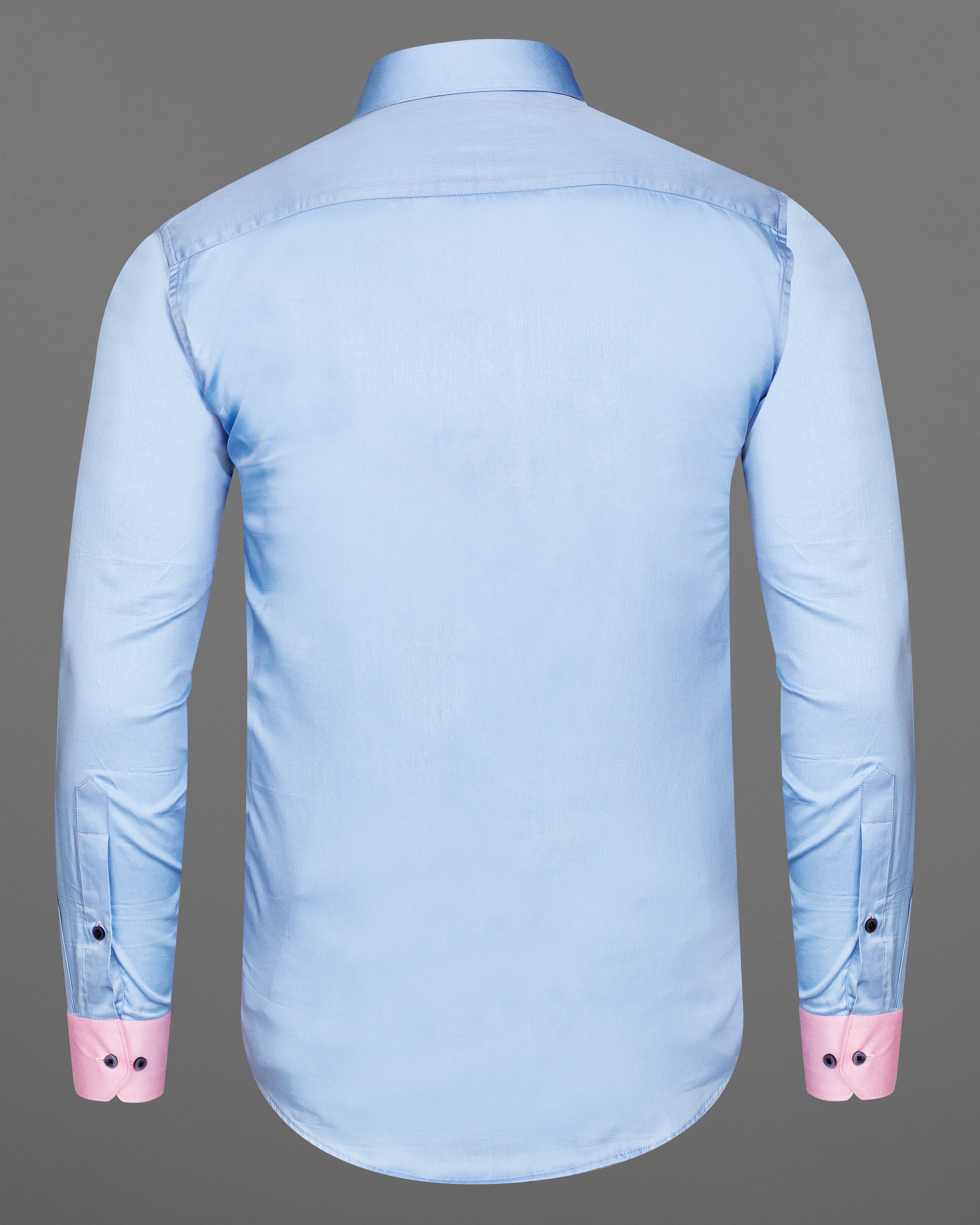 Tropical Blue with Oyster Pink Patch Work Super Soft Premium Cotton Designer Shirt