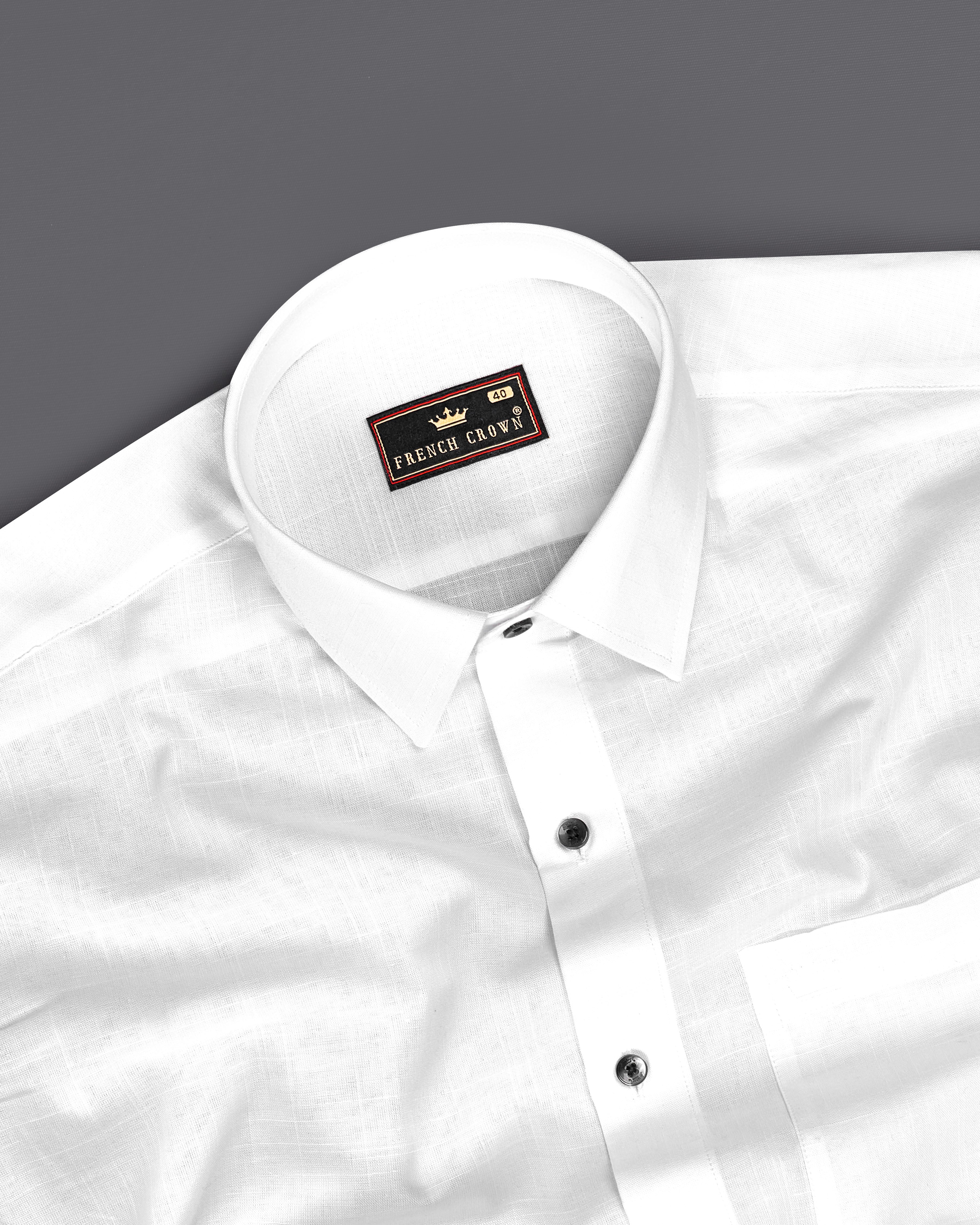 Bright White Luxurious Linen Shirt