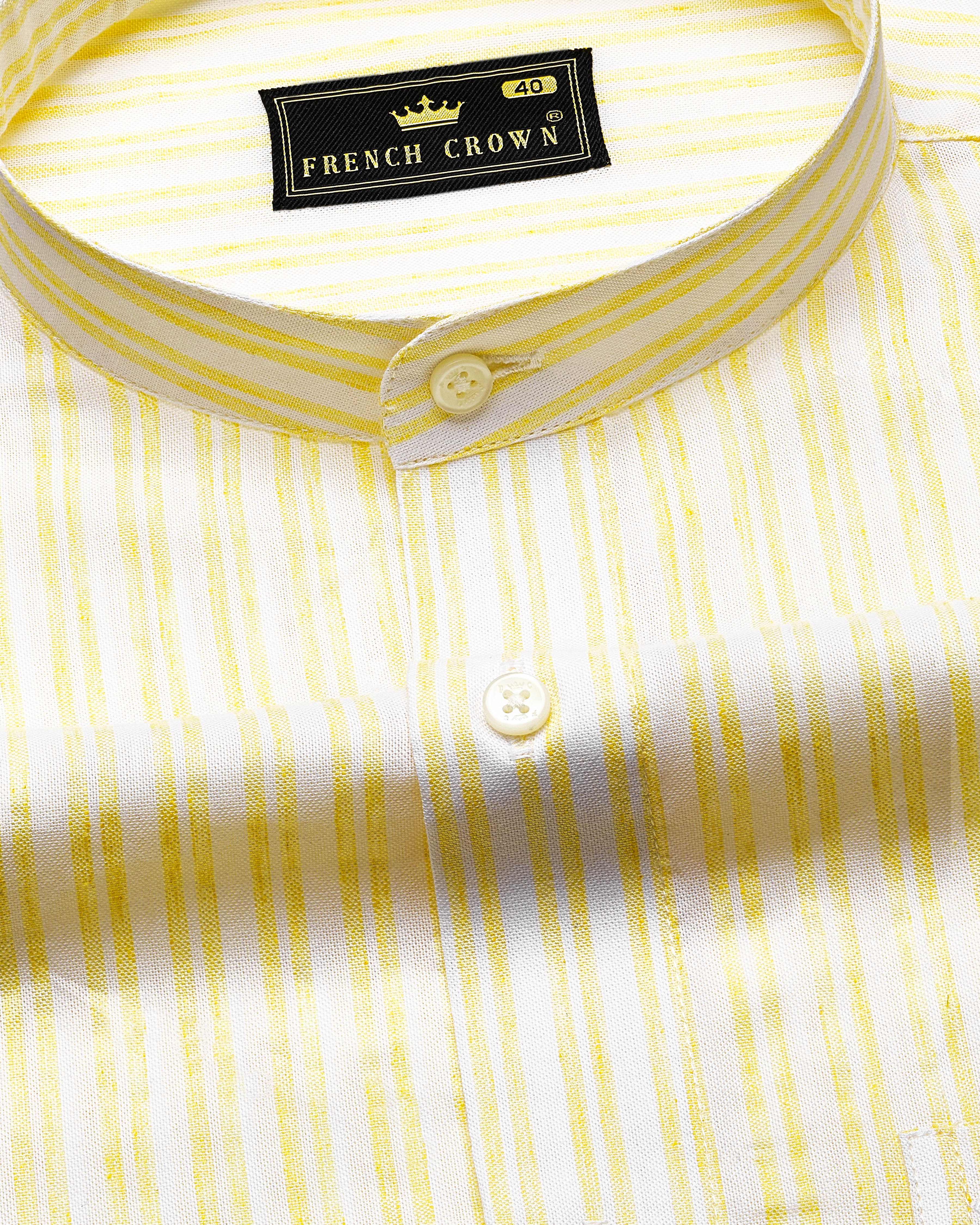 Portica Yellow and White Striped Premium Cotton Shirt