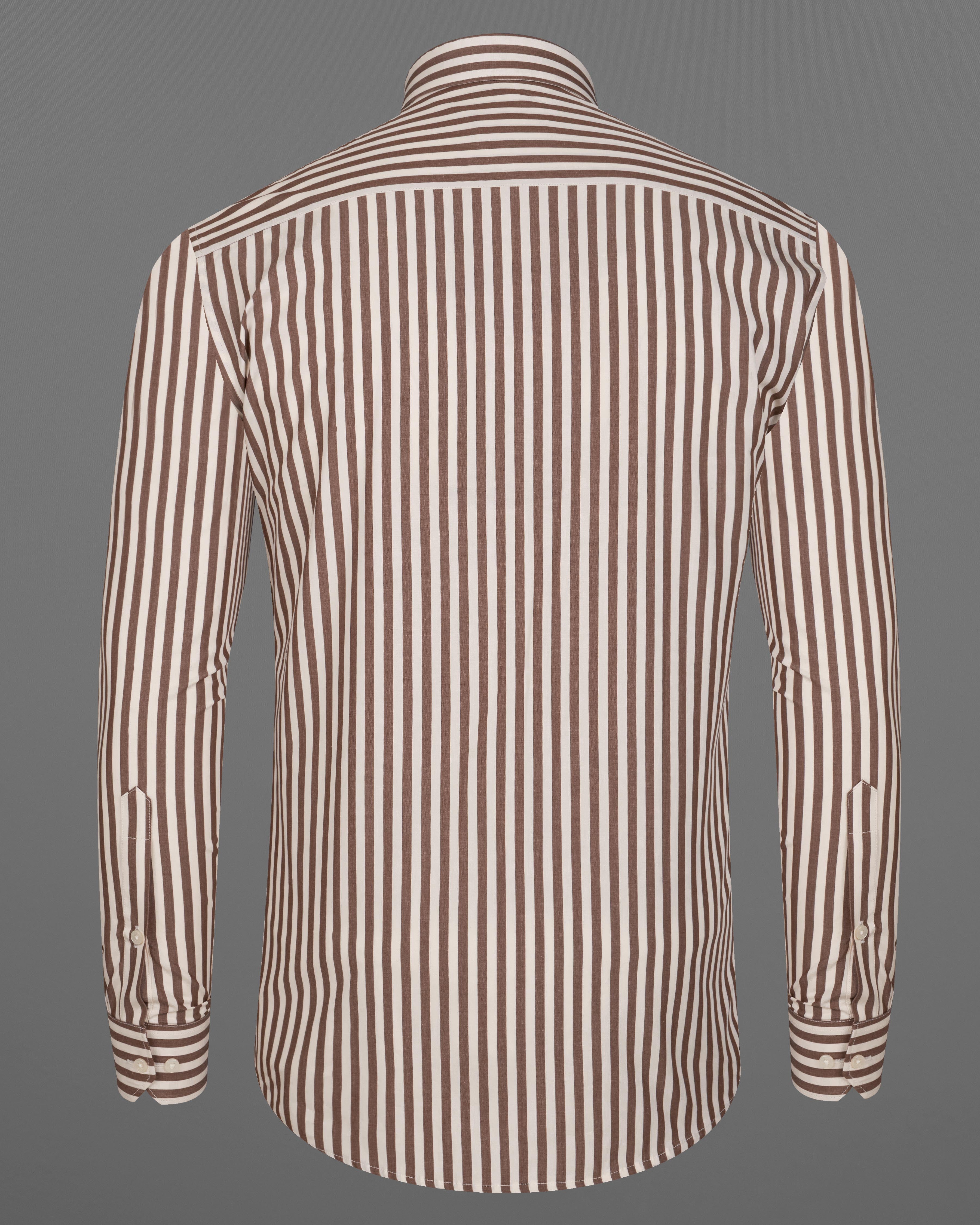 Puce with Gainsboro Brown Striped Premium Cotton Shirt