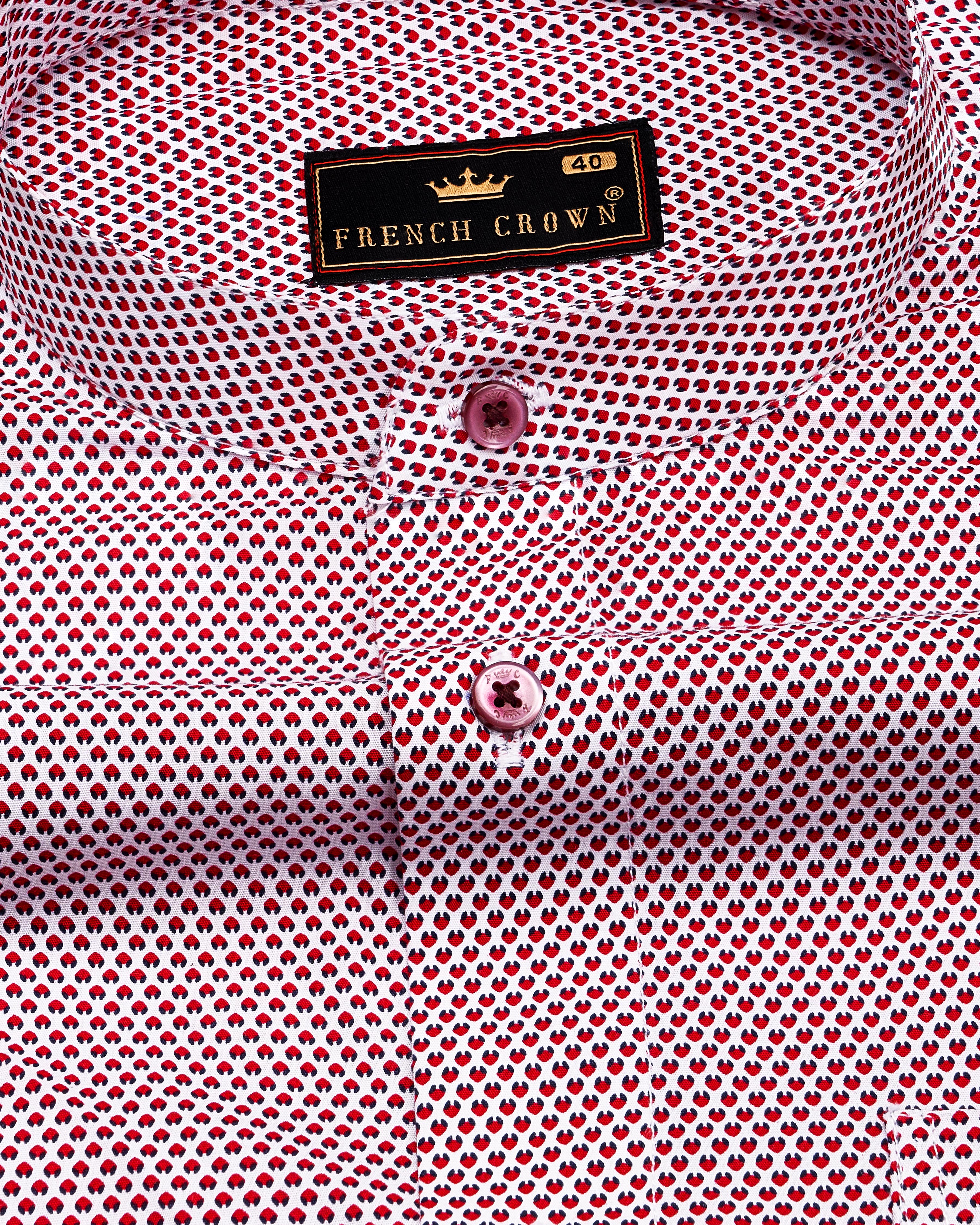 Tamarillo Red and White Printed Premium Cotton Shirt