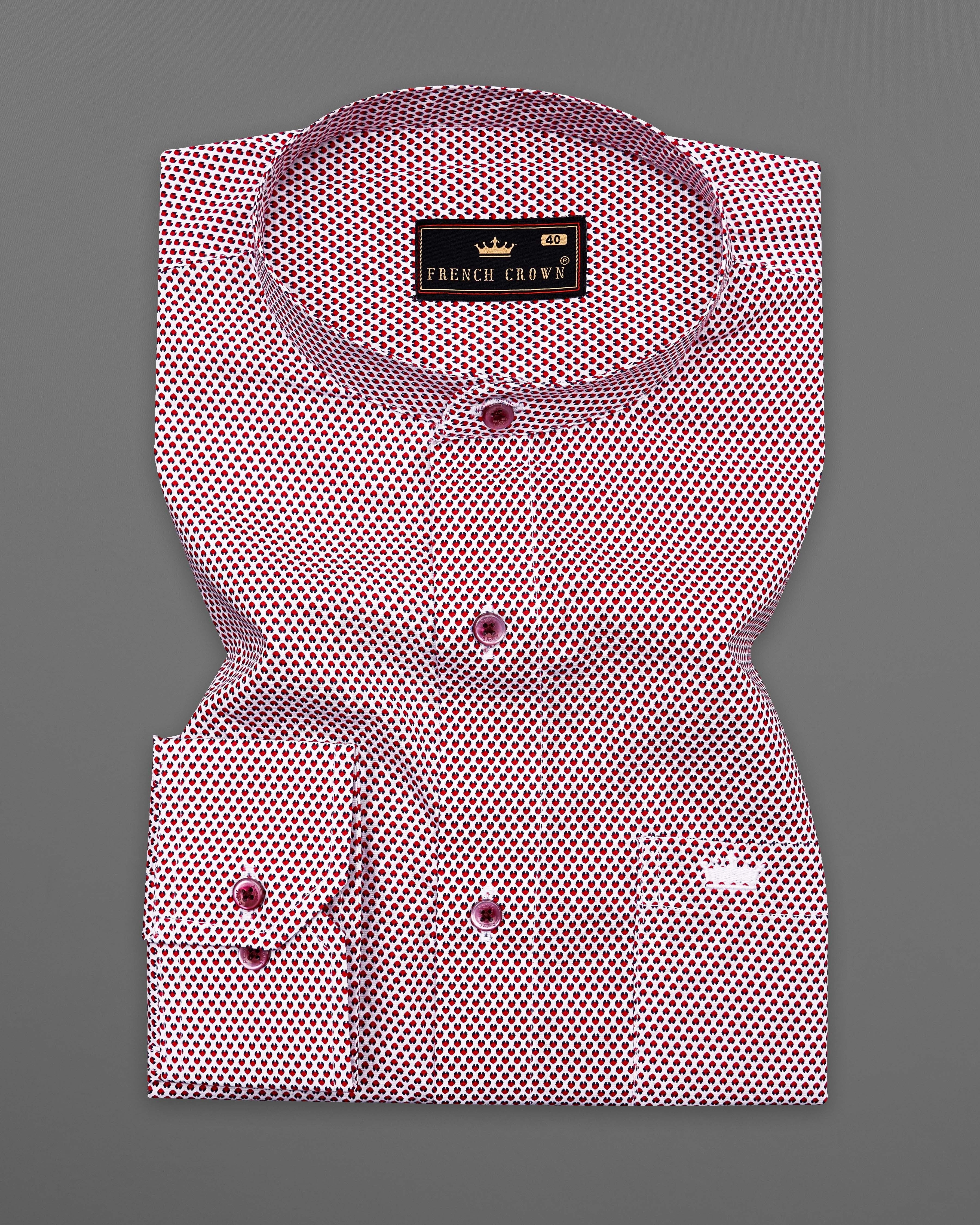 Tamarillo Red and White Printed Premium Cotton Shirt