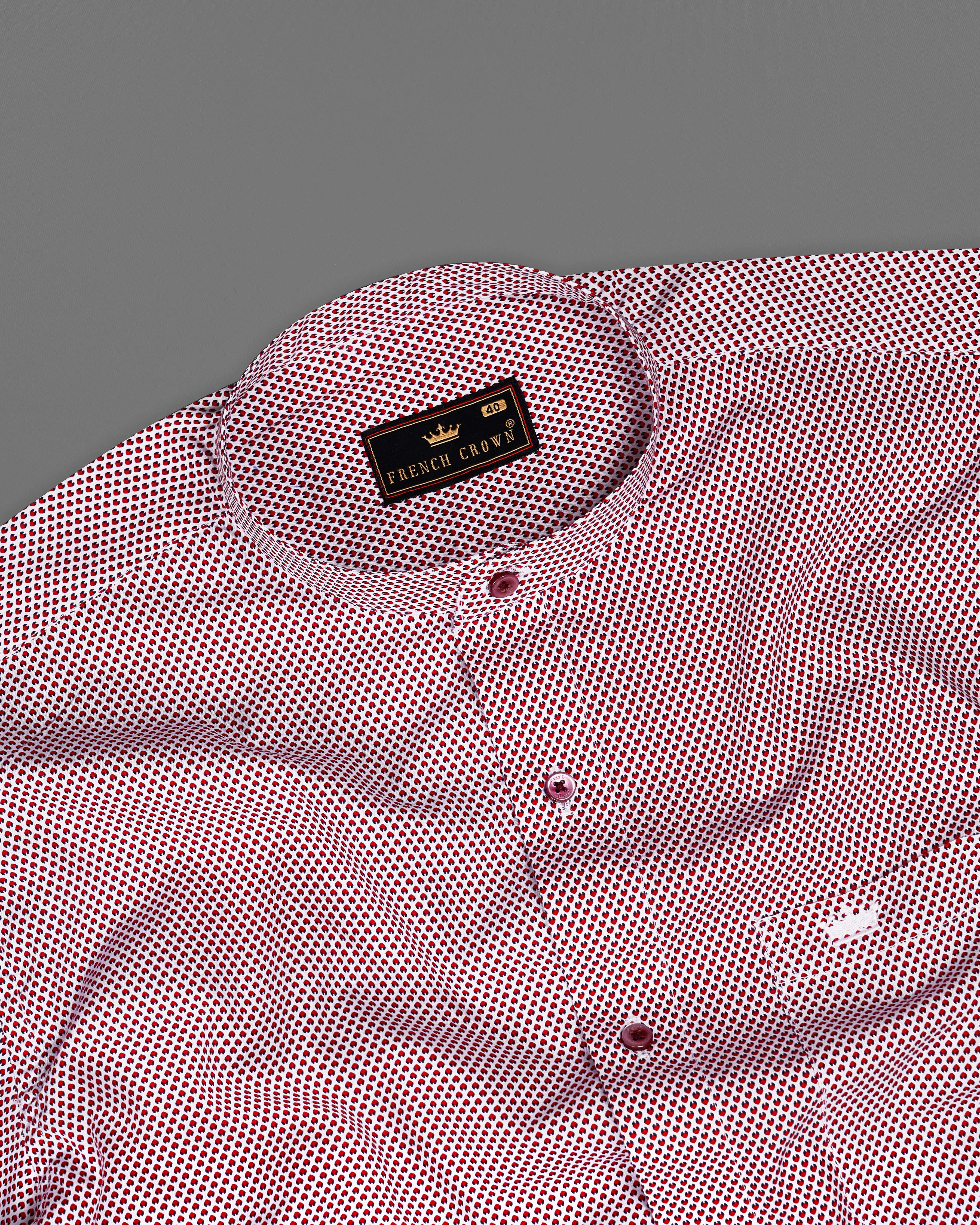 Tamarillo Red and White Printed Premium Cotton Shirt