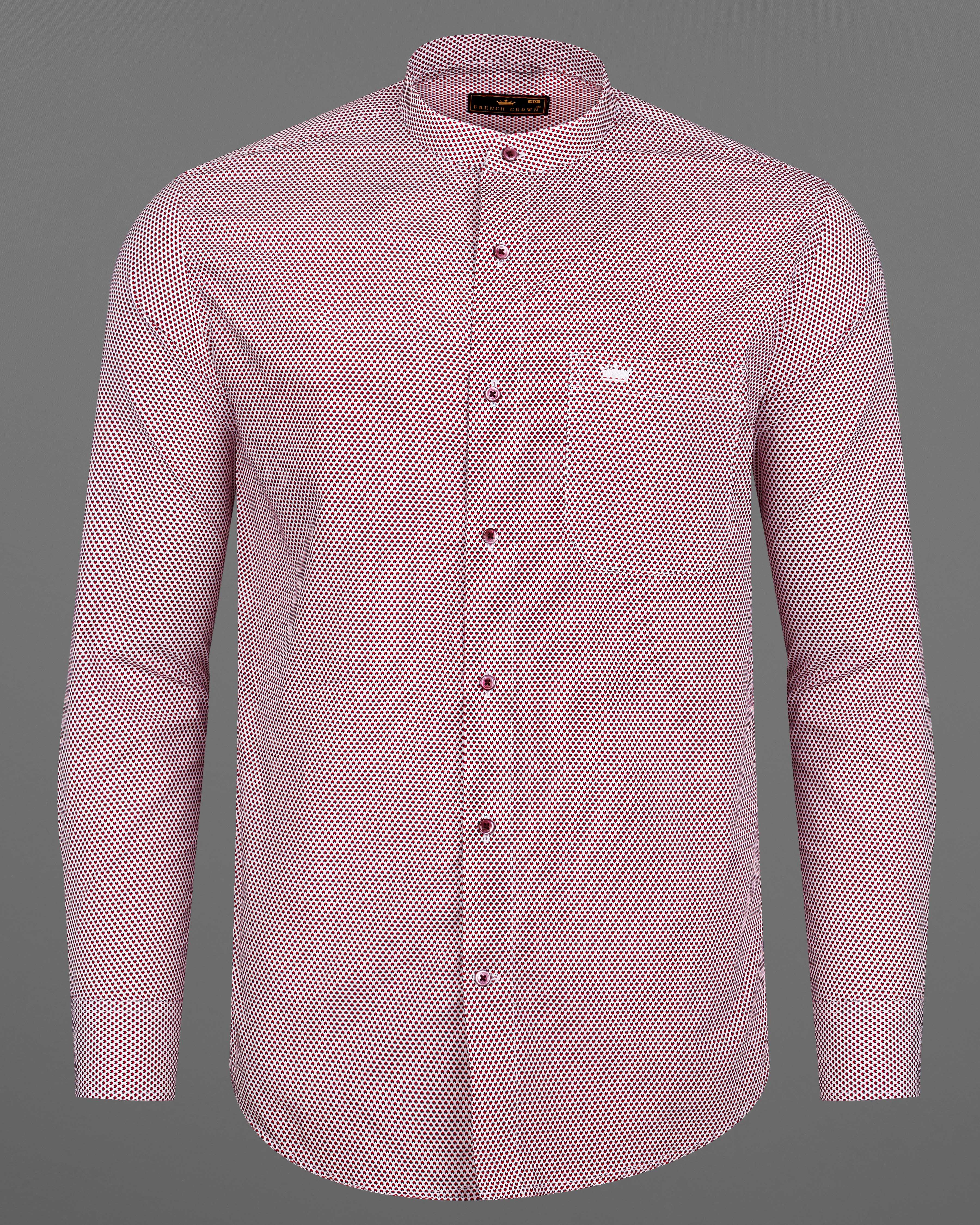 Tamarillo Red and White Printed Premium Cotton Shirt