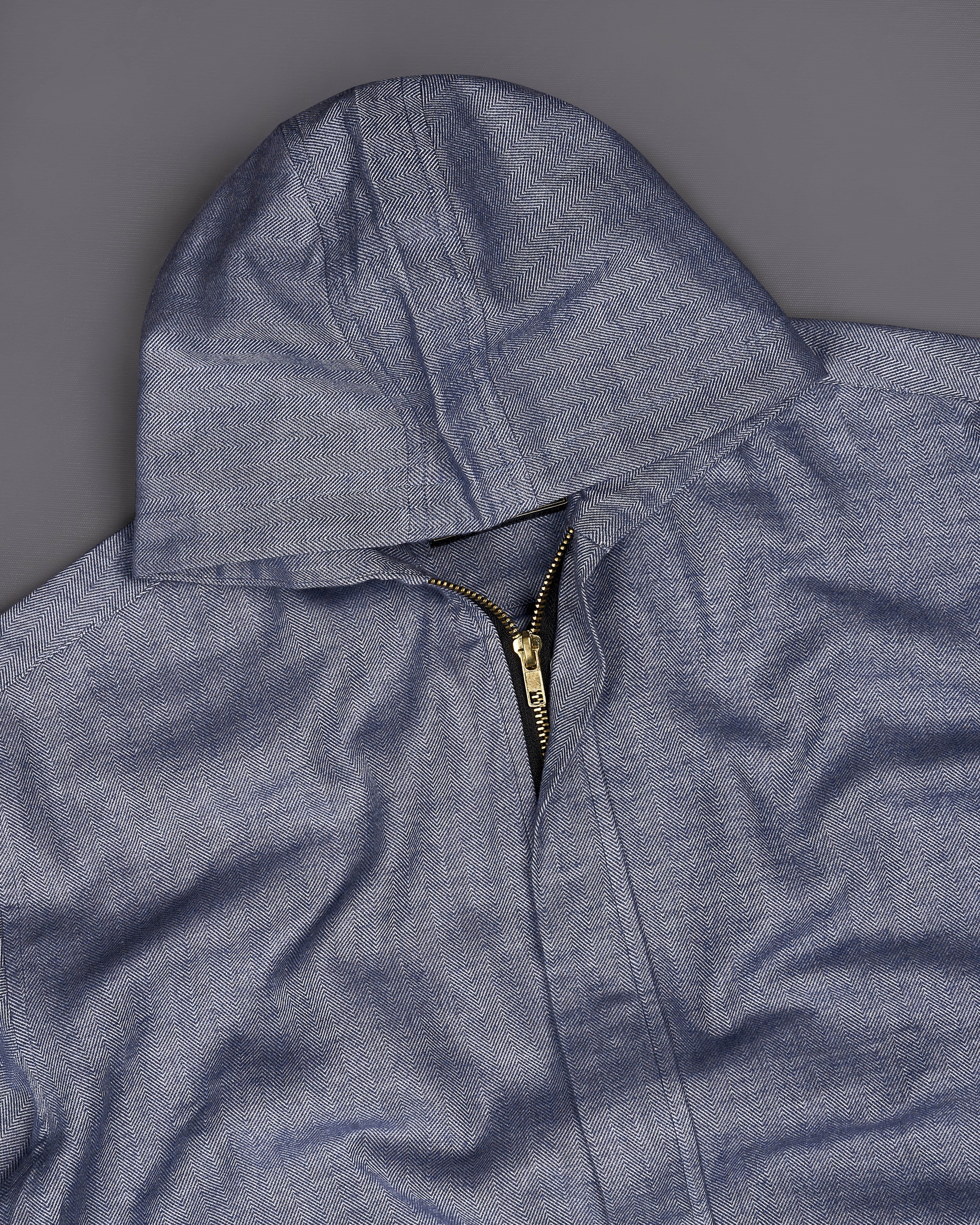 Waterloo Gray and Black Royal Oxford Designer Hoodie Shirt with Zipper Closure