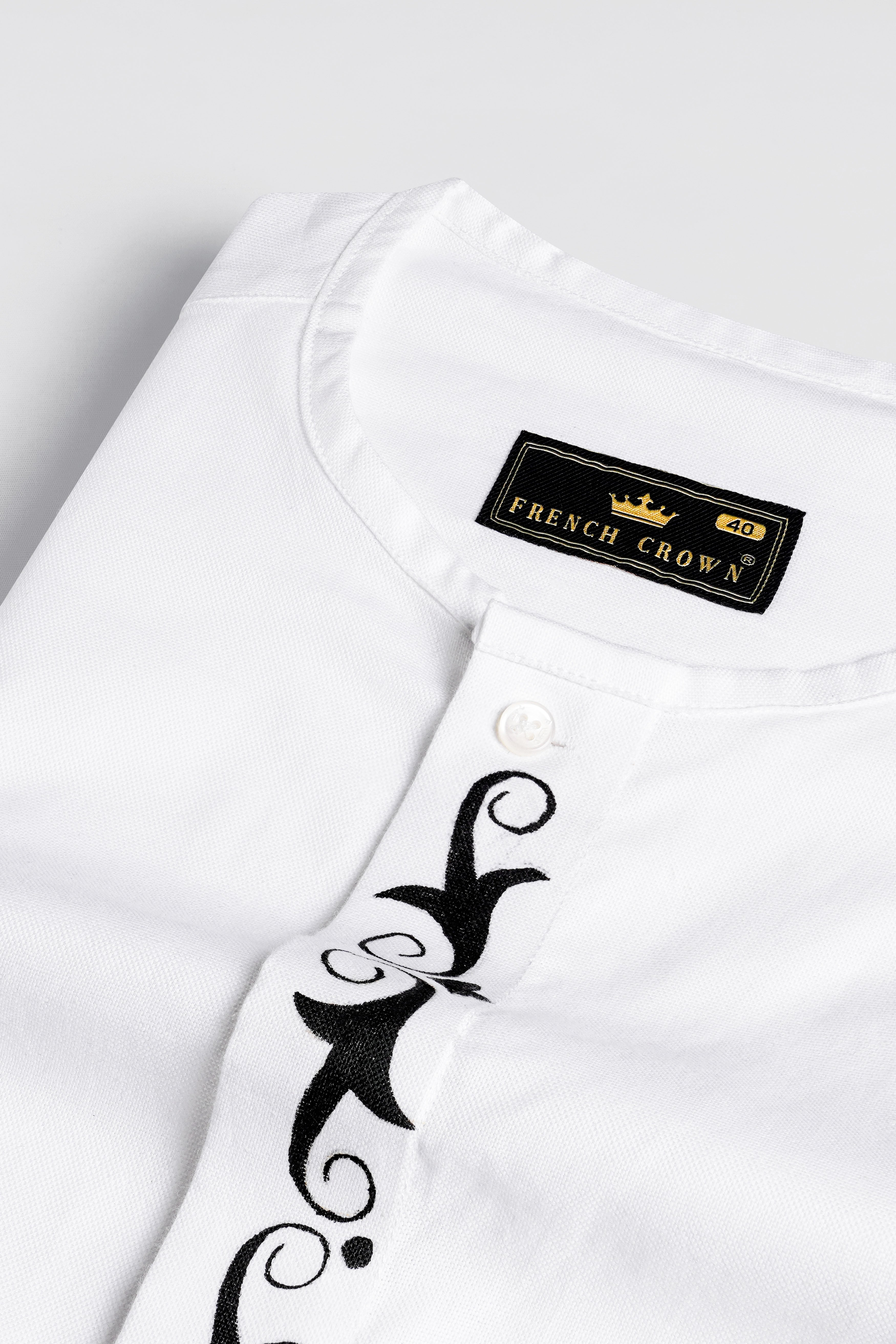 Bright White Hand Painted Royal Oxford Designer Shirt