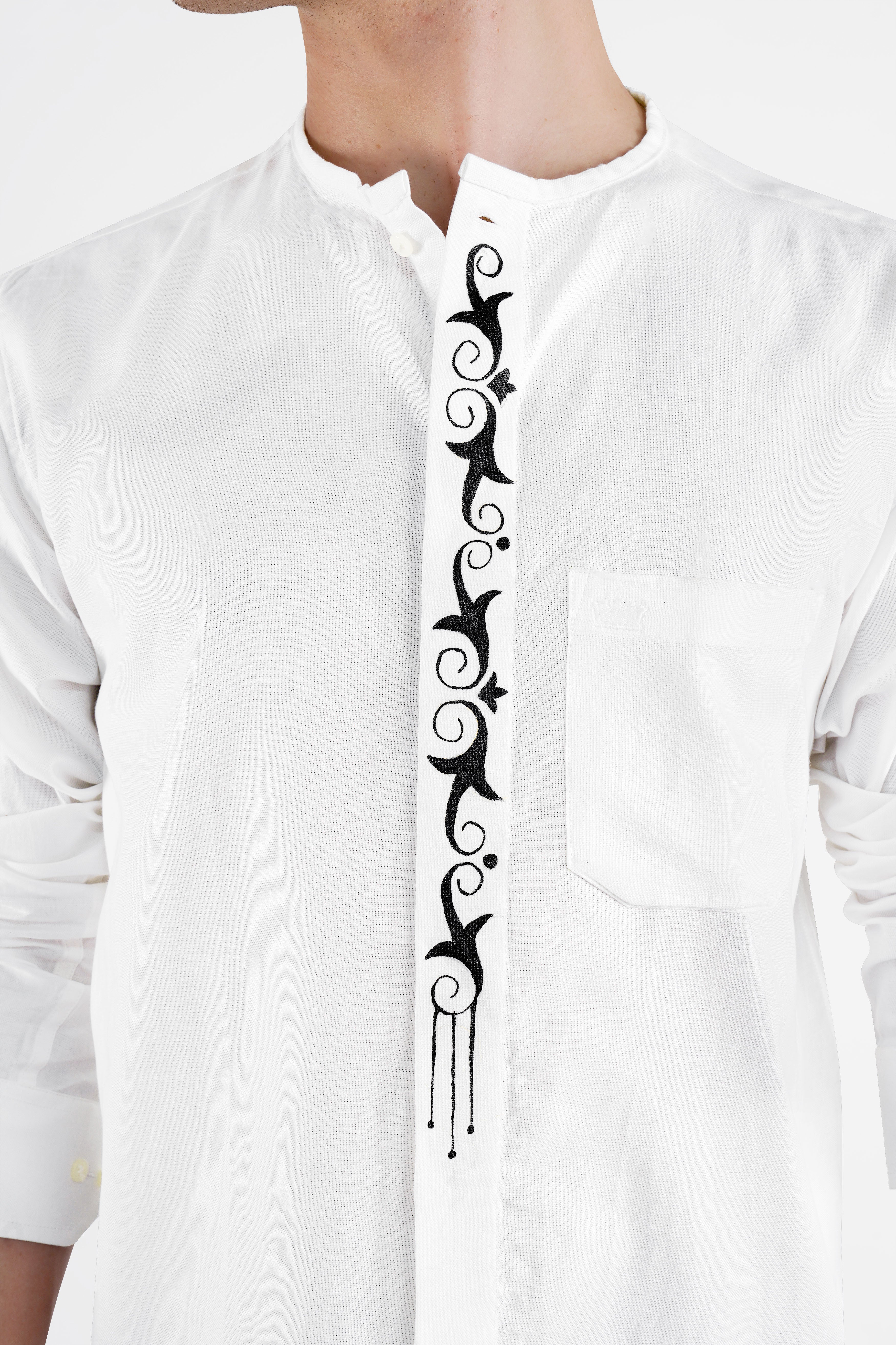 Bright White Hand Painted Royal Oxford Designer Shirt