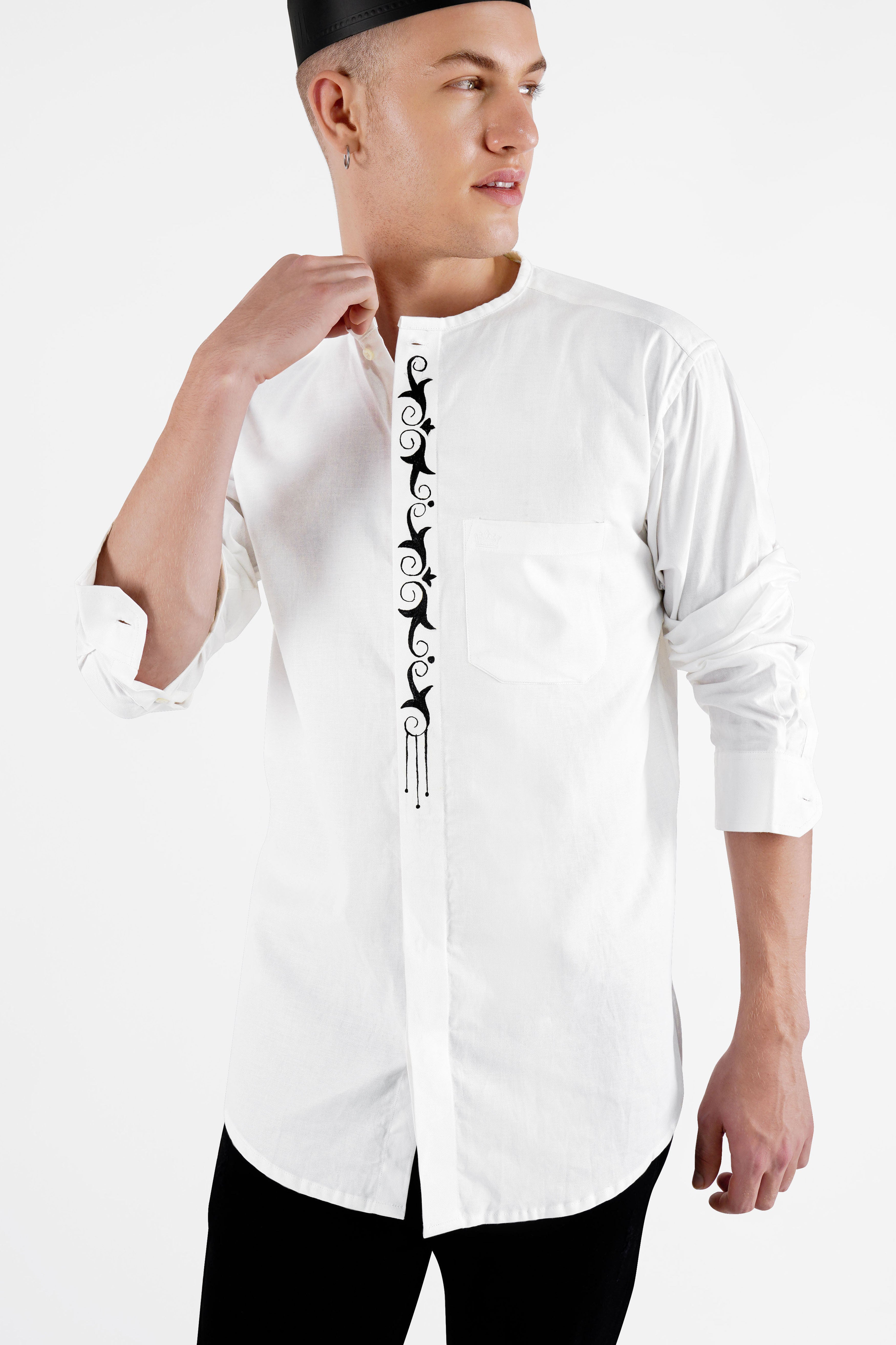 Bright White Hand Painted Royal Oxford Designer Shirt