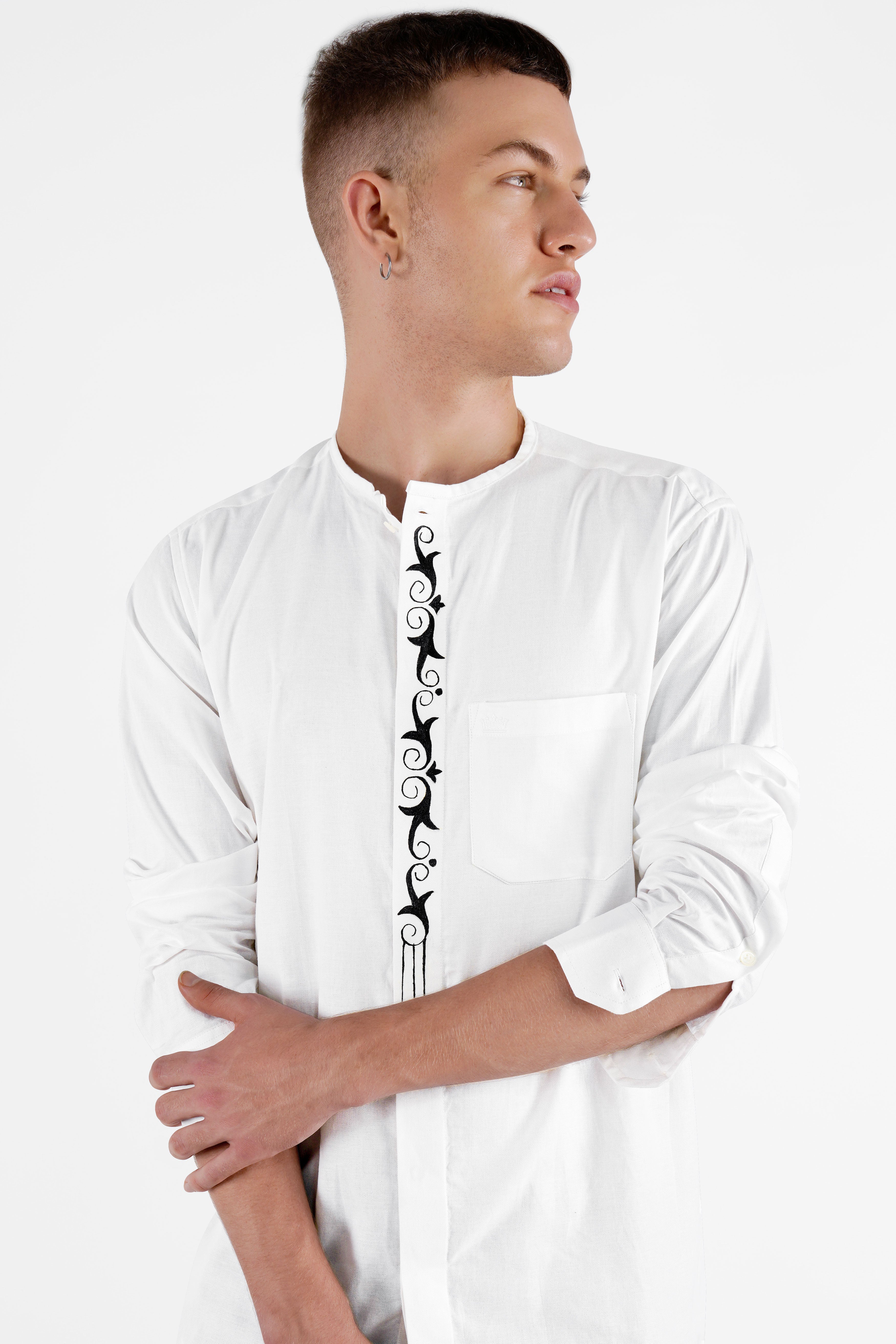 Bright White Hand Painted Royal Oxford Designer Shirt