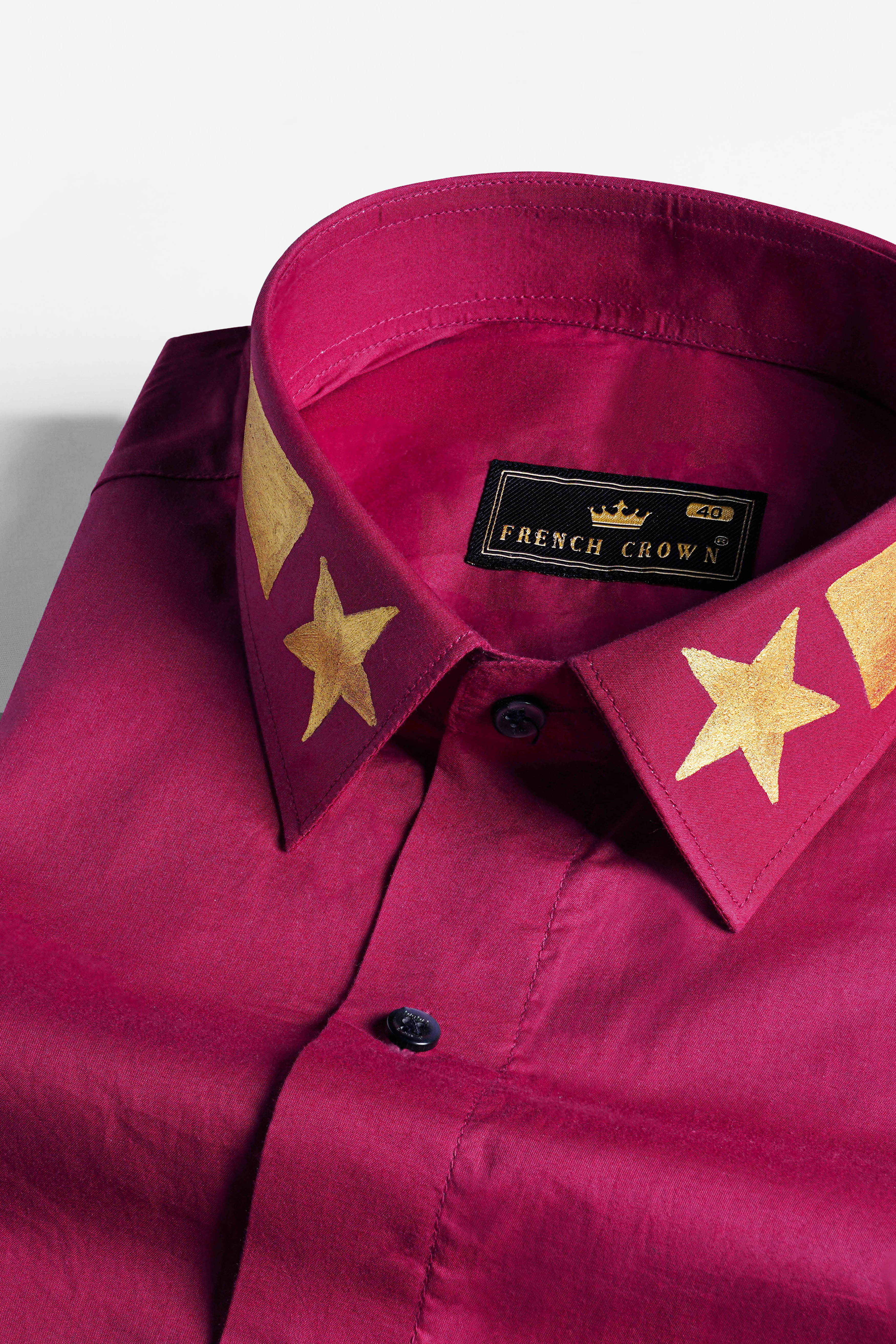 Claret Red Hand Painted Premium Cotton Designer Shirt