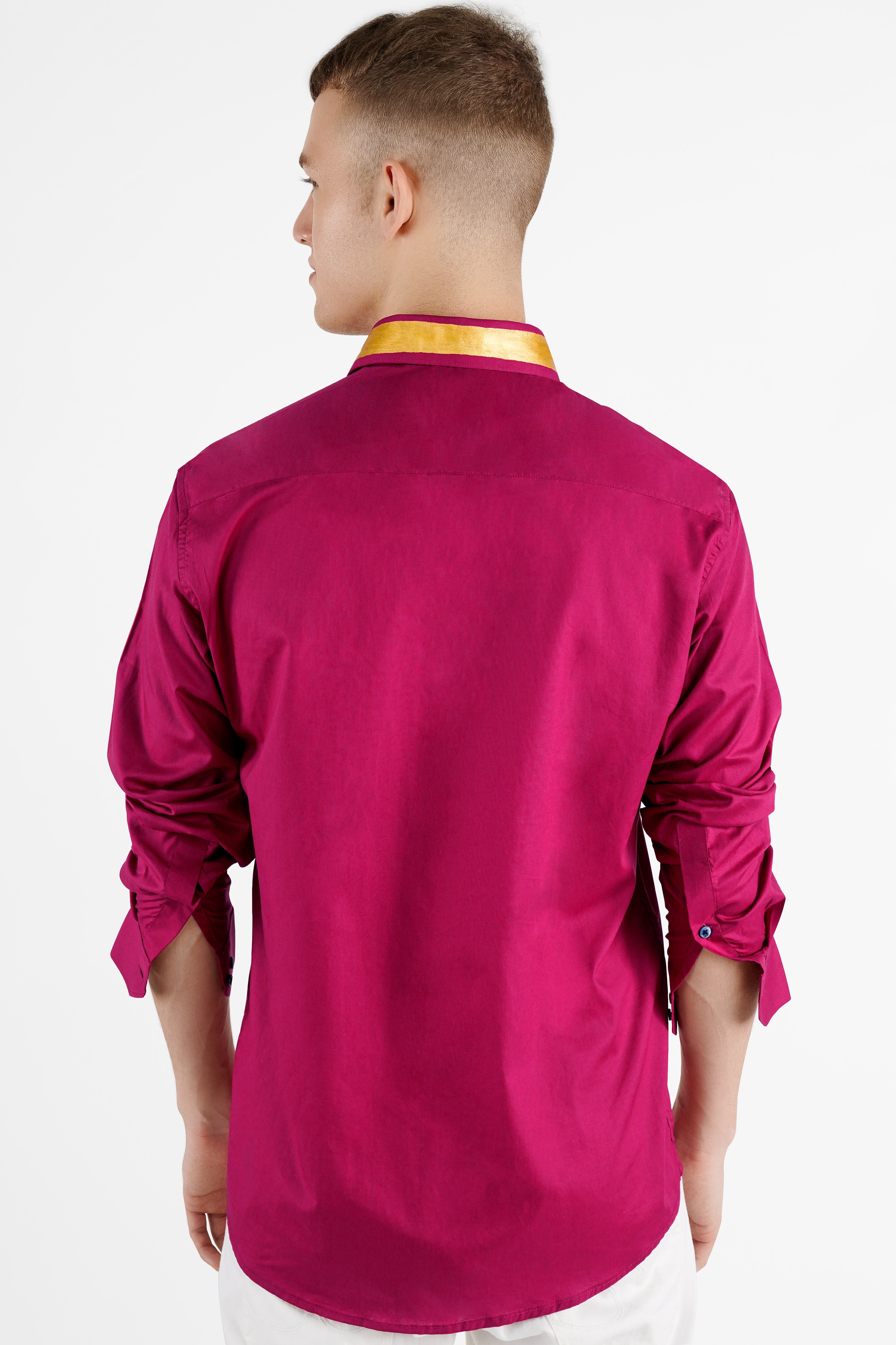 Claret Red Hand Painted Premium Cotton Designer Shirt