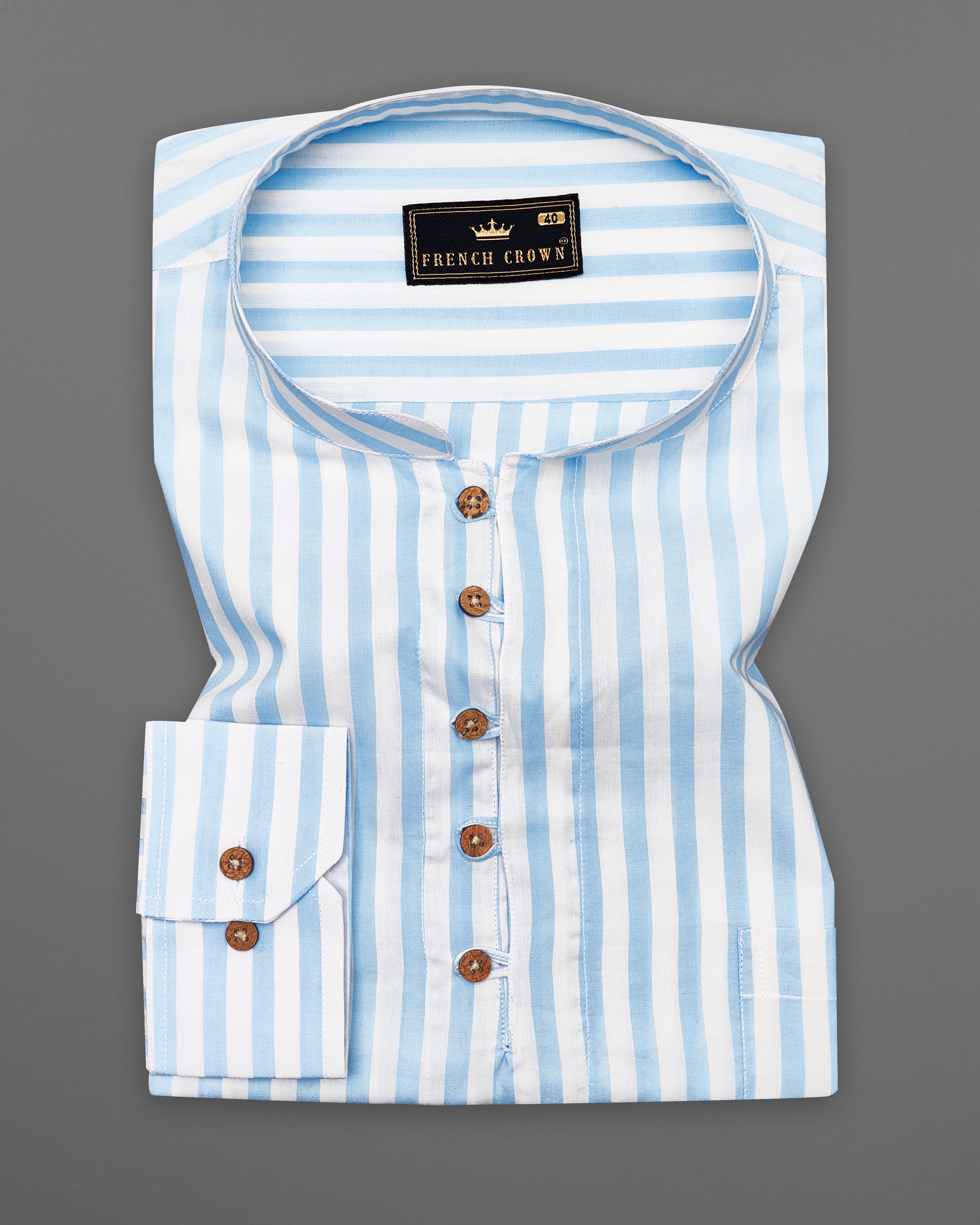 Glacier Blue and White Striped Premium Cotton Kurta Shirt 9055-KS-38, 9055-KS-H-38, 9055-KS-39, 9055-KS-H-39, 9055-KS-40, 9055-KS-H-40, 9055-KS-42, 9055-KS-H-42, 9055-KS-44, 9055-KS-H-44, 9055-KS-46, 9055-KS-H-46, 9055-KS-48, 9055-KS-H-48, 9055-KS-50, 9055-KS-H-50, 9055-KS-52, 9055-KS-H-52