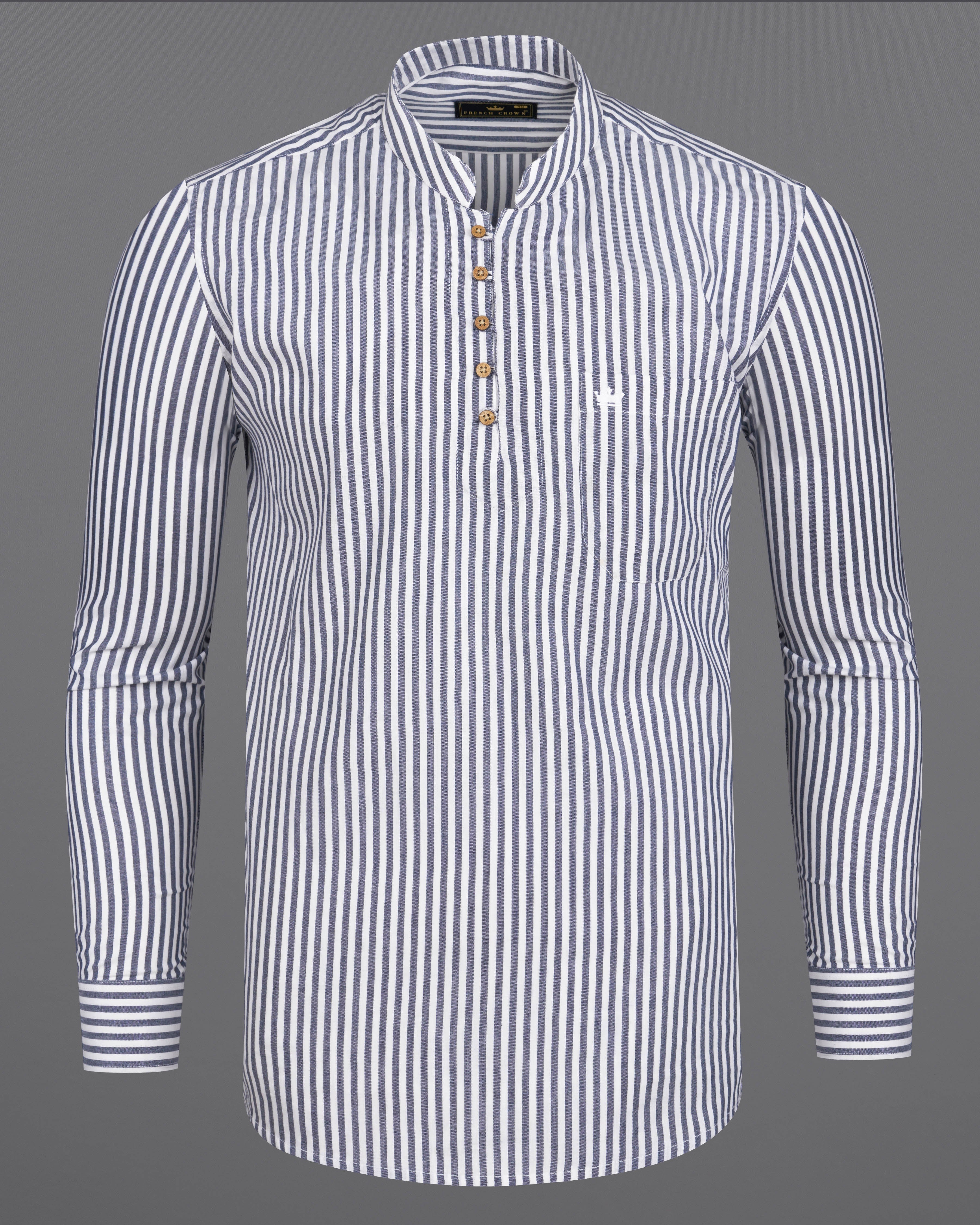 Shuttle Grey and White Striped Premium Cotton Kurta Shirt 9059-KS-38, 9059-KS-H-38, 9059-KS-39, 9059-KS-H-39, 9059-KS-40, 9059-KS-H-40, 9059-KS-42, 9059-KS-H-42, 9059-KS-44, 9059-KS-H-44, 9059-KS-46, 9059-KS-H-46, 9059-KS-48, 9059-KS-H-48, 9059-KS-50, 9059-KS-H-50, 9059-KS-52, 9059-KS-H-52