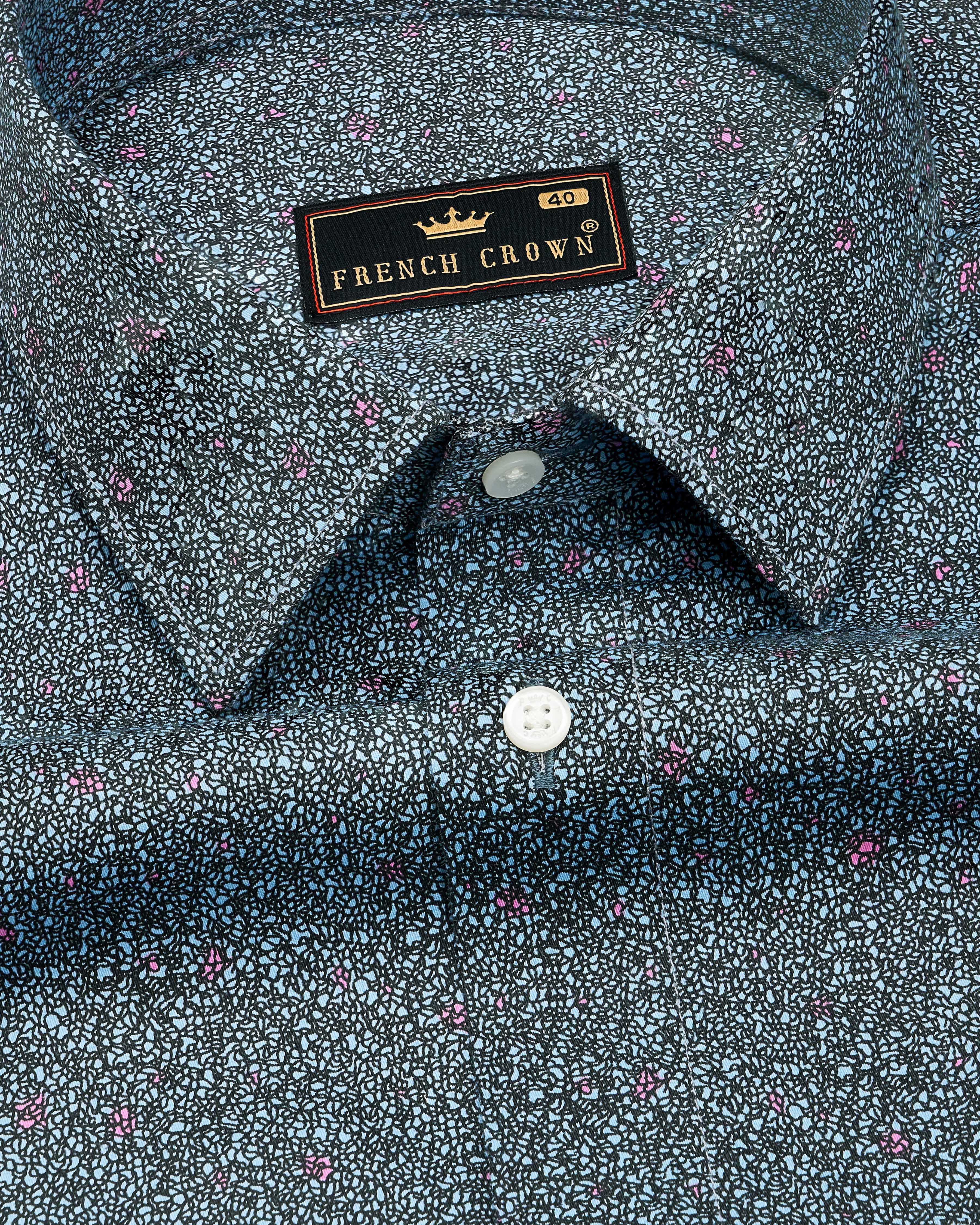 Hawkes Blue with Jade Black Printed Premium Cotton Shirt 9061-38, 9061-H-38, 9061-39, 9061-H-39, 9061-40, 9061-H-40, 9061-42, 9061-H-42, 9061-44, 9061-H-44, 9061-46, 9061-H-46, 9061-48, 9061-H-48, 9061-50, 9061-H-50, 9061-52, 9061-H-52