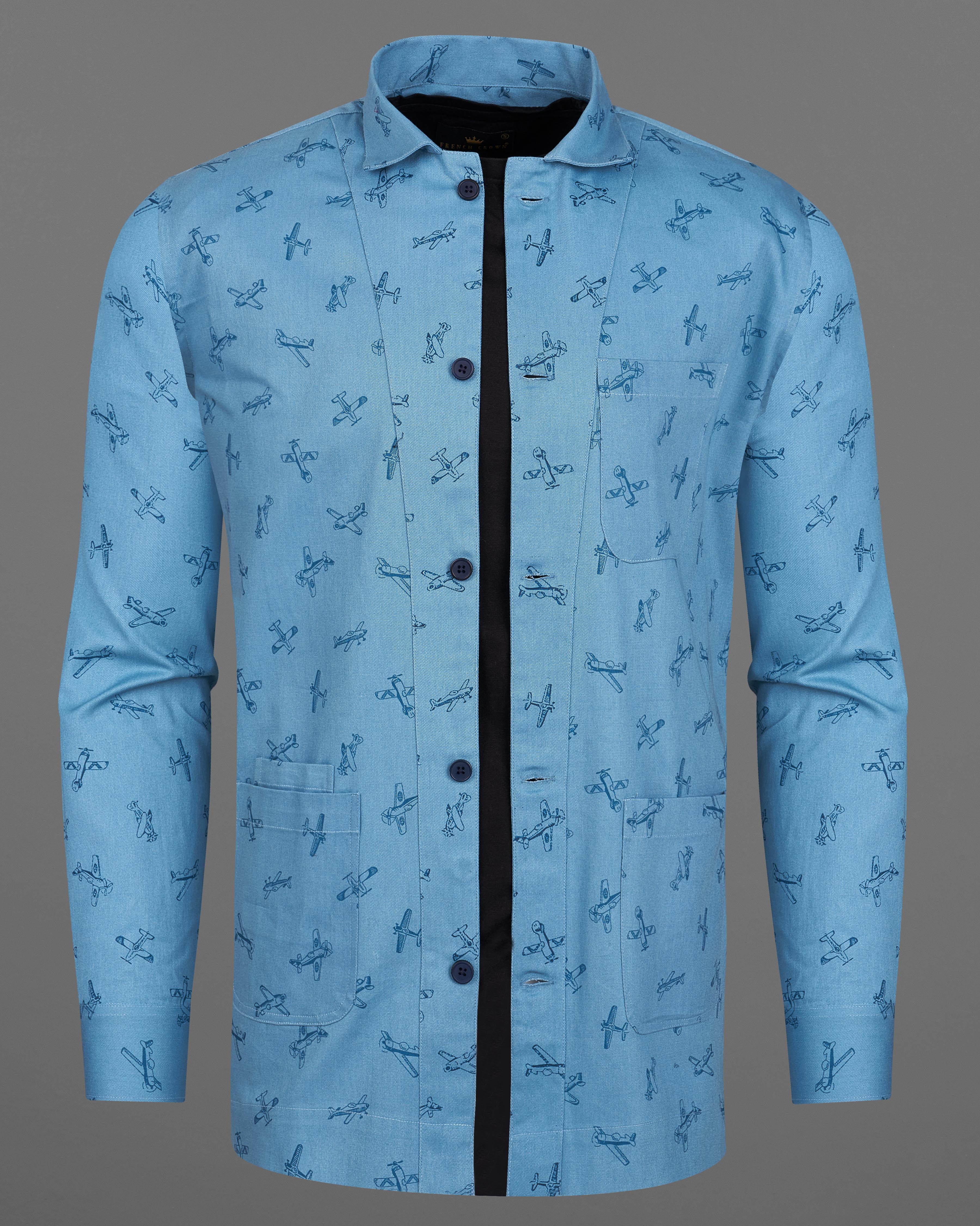 Hippie Blue Airplane Printed Royal Oxford Designer Overshirt 9066-CC-P130-38, 9066-CC-P130-H-38, 9066-CC-P130-39, 9066-CC-P130-H-39, 9066-CC-P130-40, 9066-CC-P130-H-40, 9066-CC-P130-42, 9066-CC-P130-H-42, 9066-CC-P130-44, 9066-CC-P130-H-44, 9066-CC-P130-46, 9066-CC-P130-H-46, 9066-CC-P130-48, 9066-CC-P130-H-48, 9066-CC-P130-50, 9066-CC-P130-H-50, 9066-CC-P130-52, 9066-CC-P130-H-52