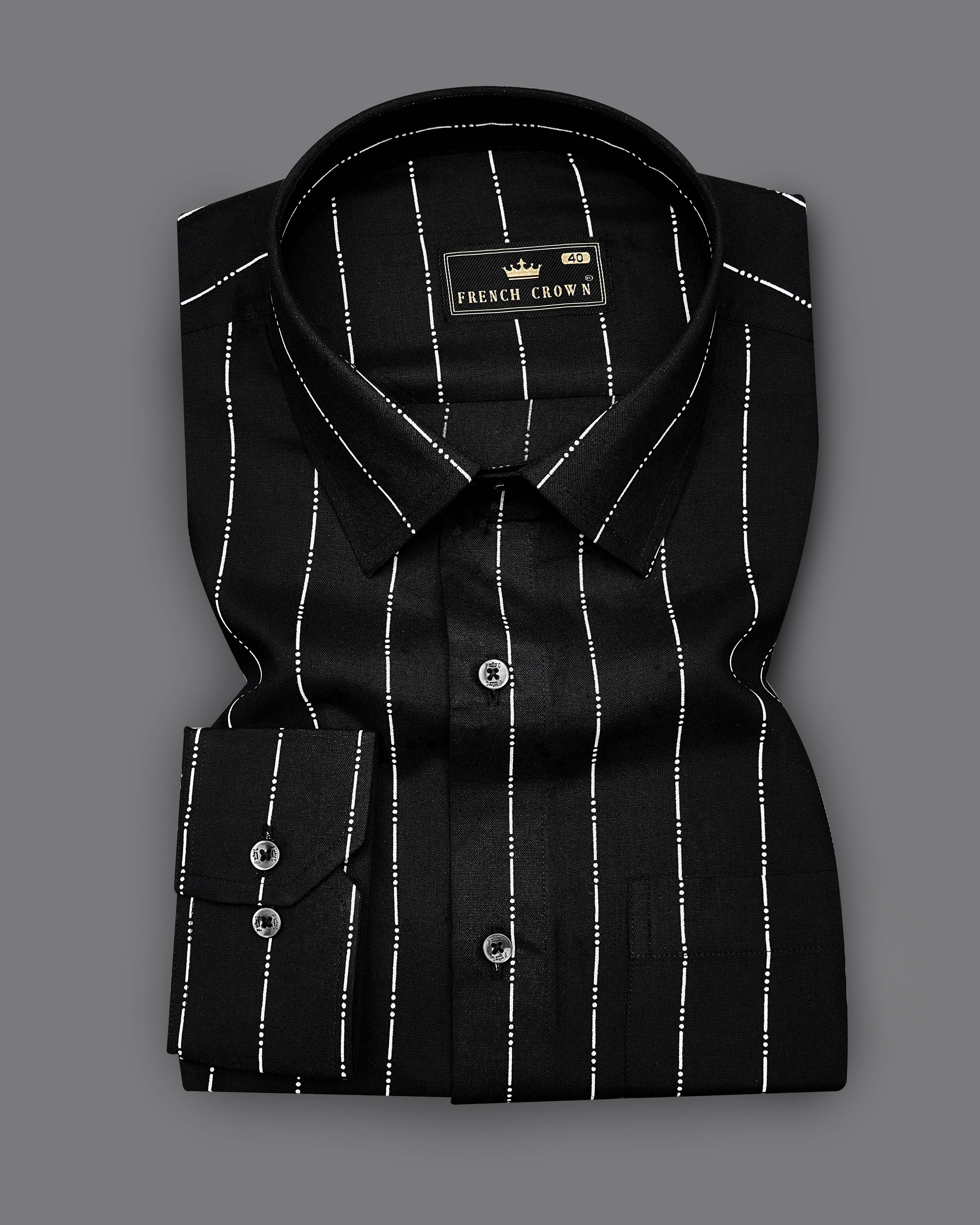 Jade Black with White Striped Premium Tencel Shirt 9068-BLK-38, 9068-BLK-H-38, 9068-BLK-39, 9068-BLK-H-39, 9068-BLK-40, 9068-BLK-H-40, 9068-BLK-42, 9068-BLK-H-42, 9068-BLK-44, 9068-BLK-H-44, 9068-BLK-46, 9068-BLK-H-46, 9068-BLK-48, 9068-BLK-H-48, 9068-BLK-50, 9068-BLK-H-50, 9068-BLK-52, 9068-BLK-H-52