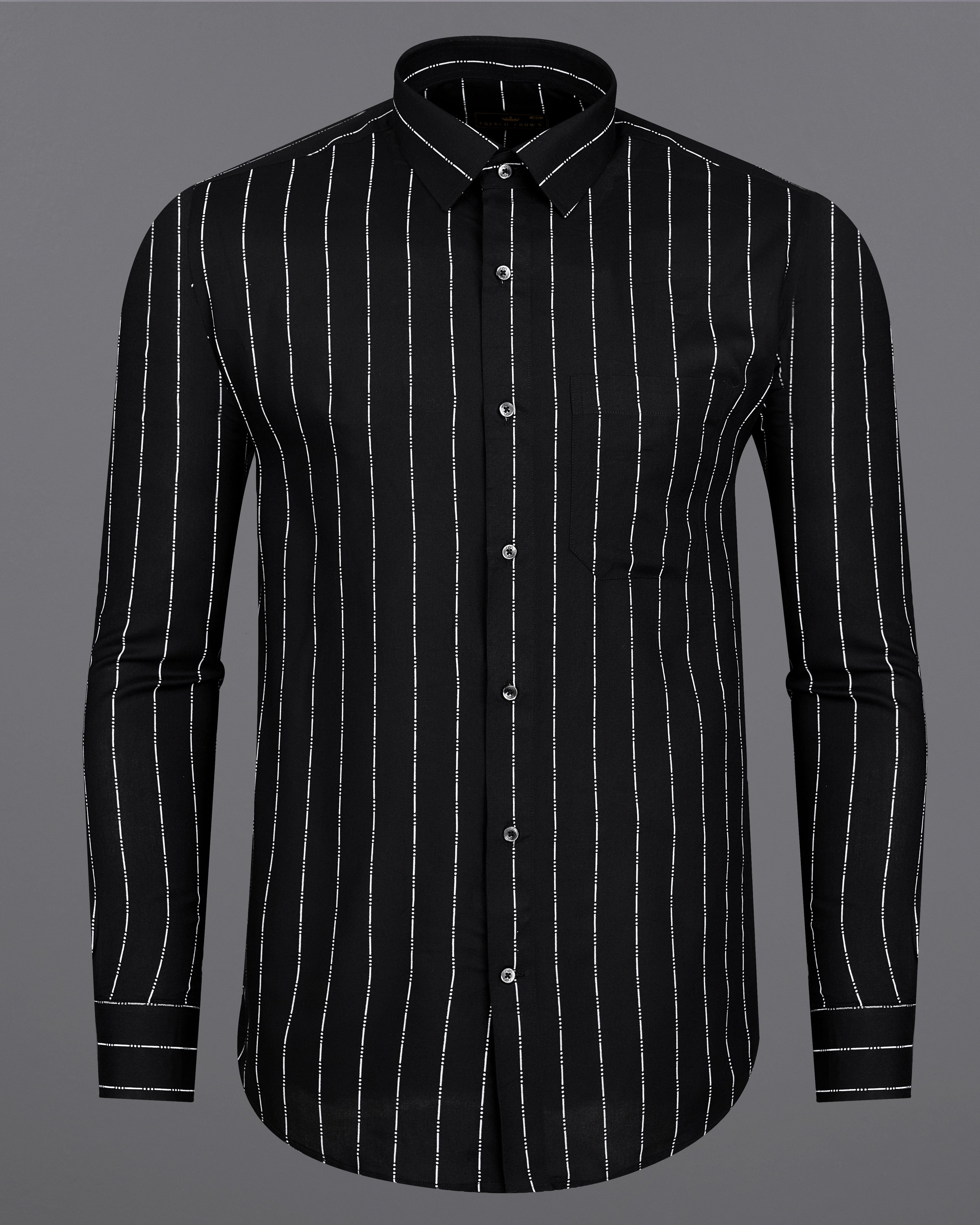 Jade Black with White Striped Premium Tencel Shirt 9068-BLK-38, 9068-BLK-H-38, 9068-BLK-39, 9068-BLK-H-39, 9068-BLK-40, 9068-BLK-H-40, 9068-BLK-42, 9068-BLK-H-42, 9068-BLK-44, 9068-BLK-H-44, 9068-BLK-46, 9068-BLK-H-46, 9068-BLK-48, 9068-BLK-H-48, 9068-BLK-50, 9068-BLK-H-50, 9068-BLK-52, 9068-BLK-H-52