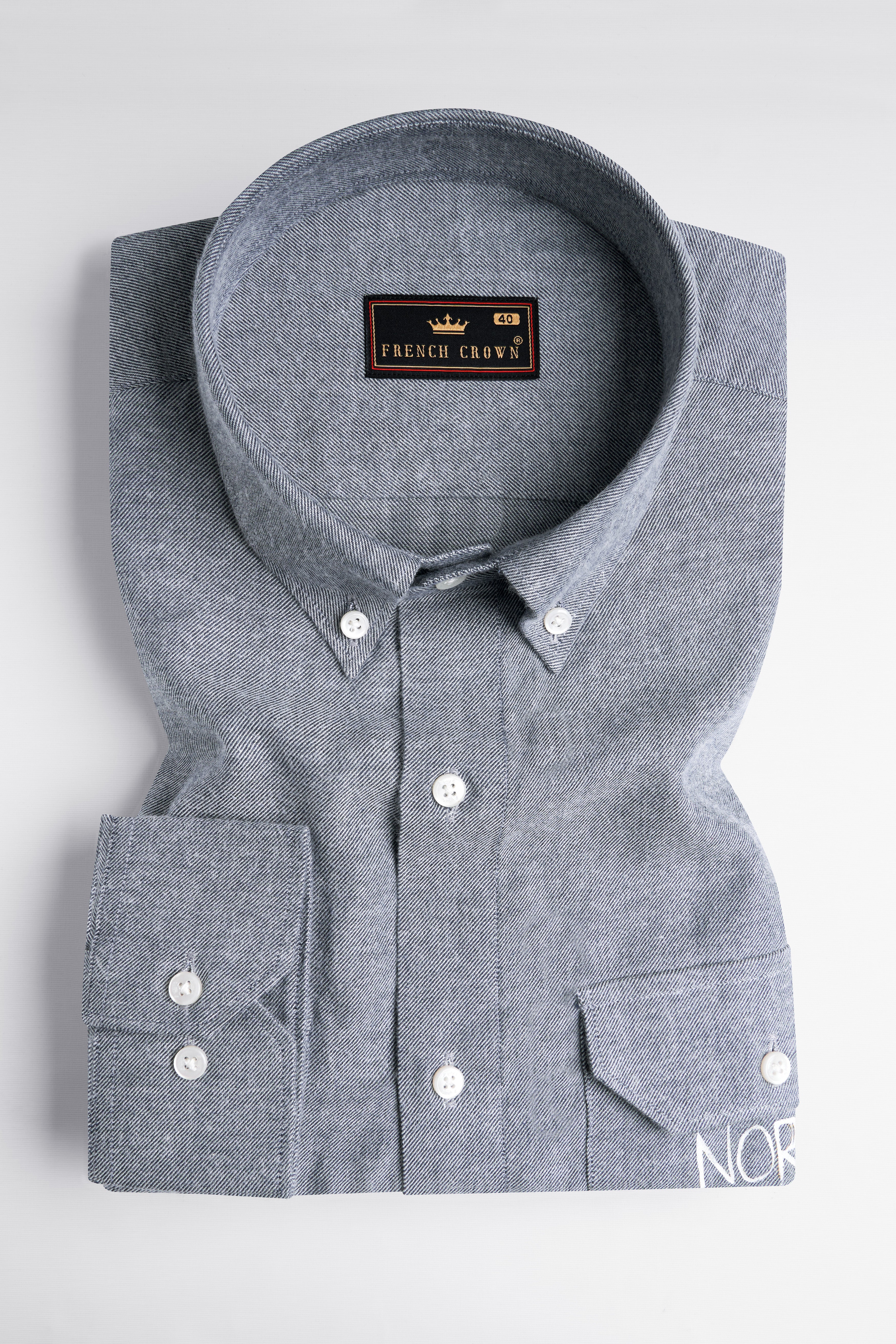 Battleship Gray Hand Painted Flannel Designer Shirt