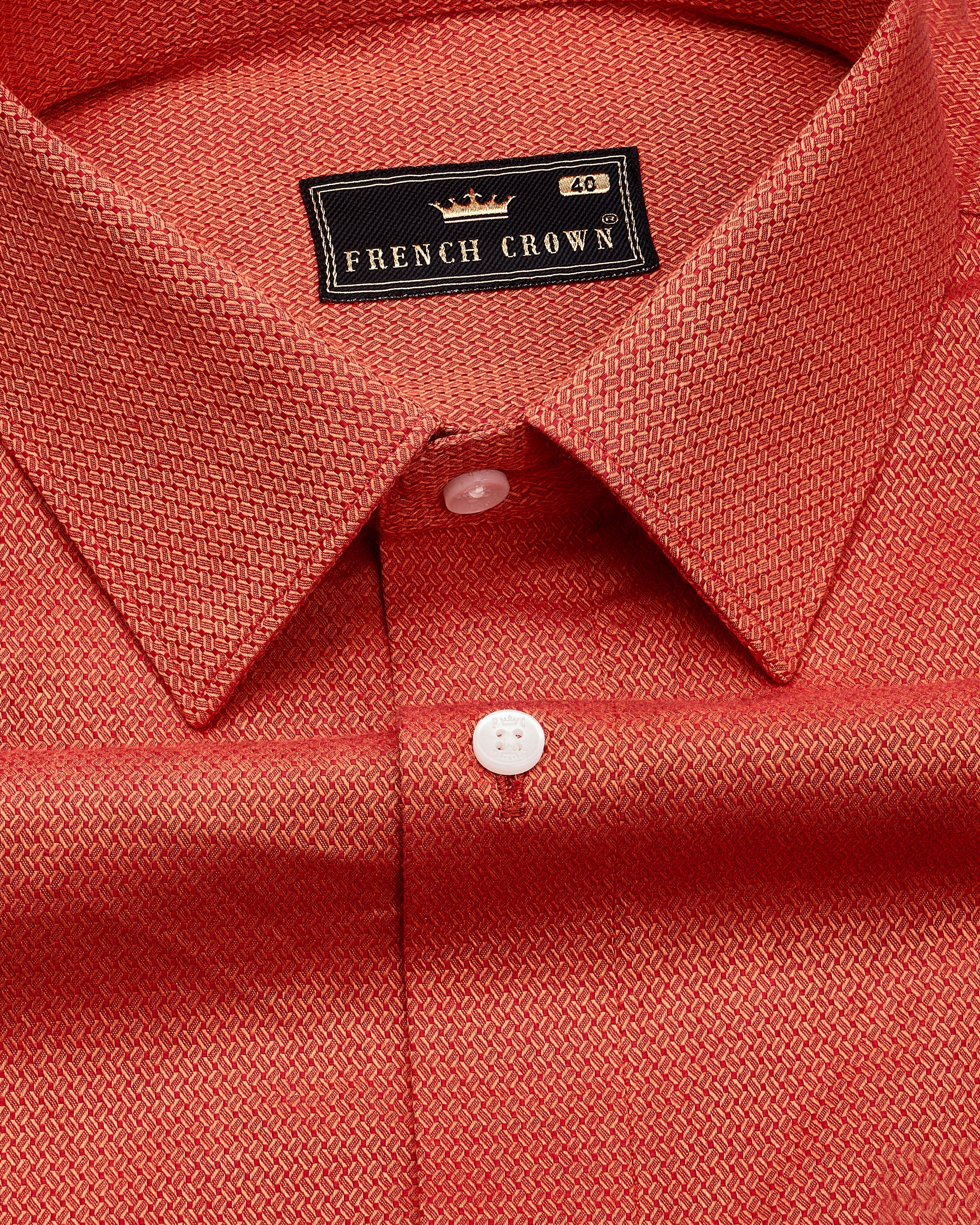 Mahogany Orange Dobby Textured Premium Giza Cotton Shirt 9081-38, 9081-H-38, 9081-39, 9081-H-39, 9081-40, 9081-H-40, 9081-42, 9081-H-42, 9081-44, 9081-H-44, 9081-46, 9081-H-46, 9081-48, 9081-H-48, 9081-50, 9081-H-50, 9081-52, 9081-H-52