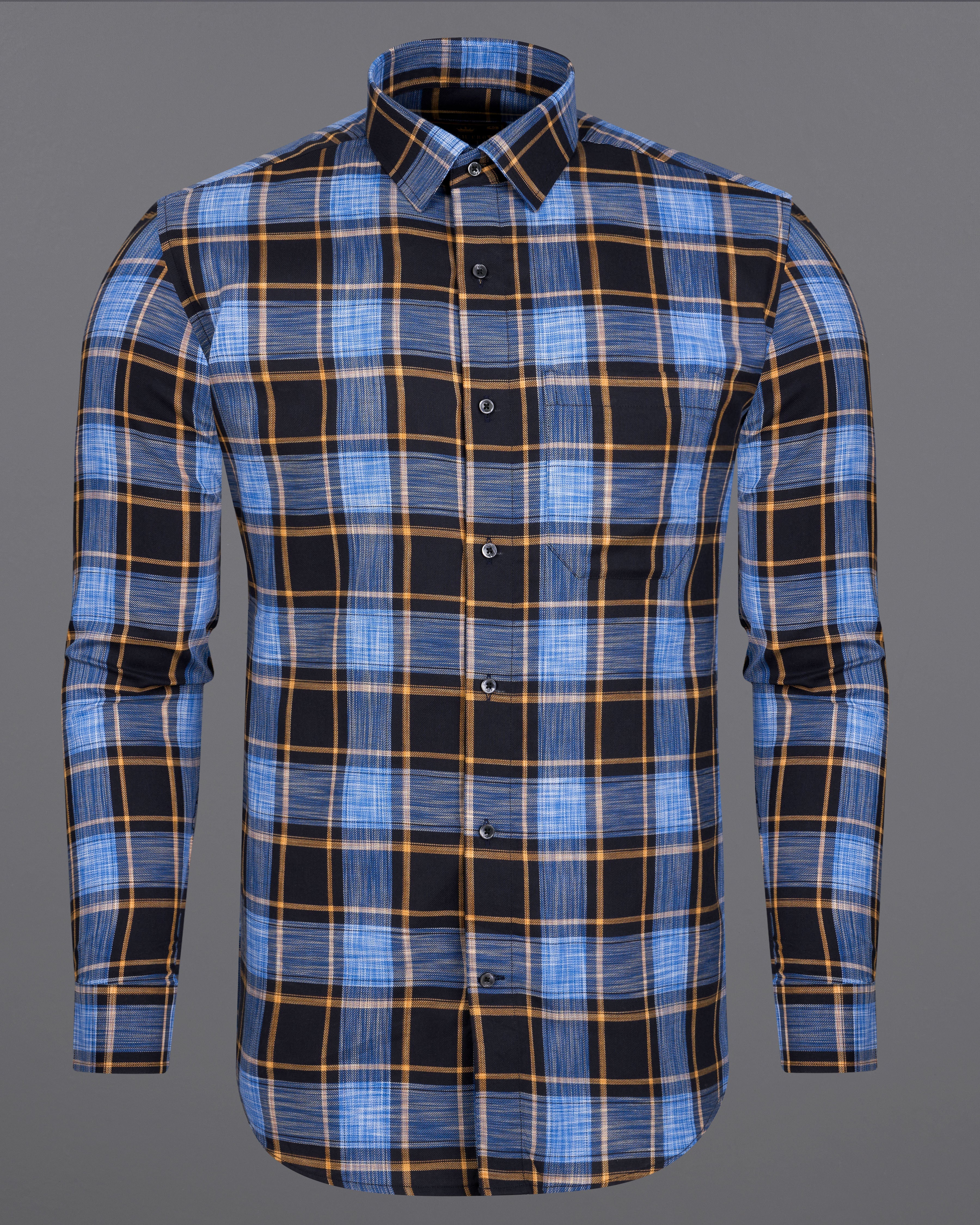 Periwinkle Blue with Black Twill Plaid Premium Cotton Shirt 9085-BLK-38, 9085-BLK-H-38, 9085-BLK-39, 9085-BLK-H-39, 9085-BLK-40, 9085-BLK-H-40, 9085-BLK-42, 9085-BLK-H-42, 9085-BLK-44, 9085-BLK-H-44, 9085-BLK-46, 9085-BLK-H-46, 9085-BLK-48, 9085-BLK-H-48, 9085-BLK-50, 9085-BLK-H-50, 9085-BLK-52, 9085-BLK-H-52