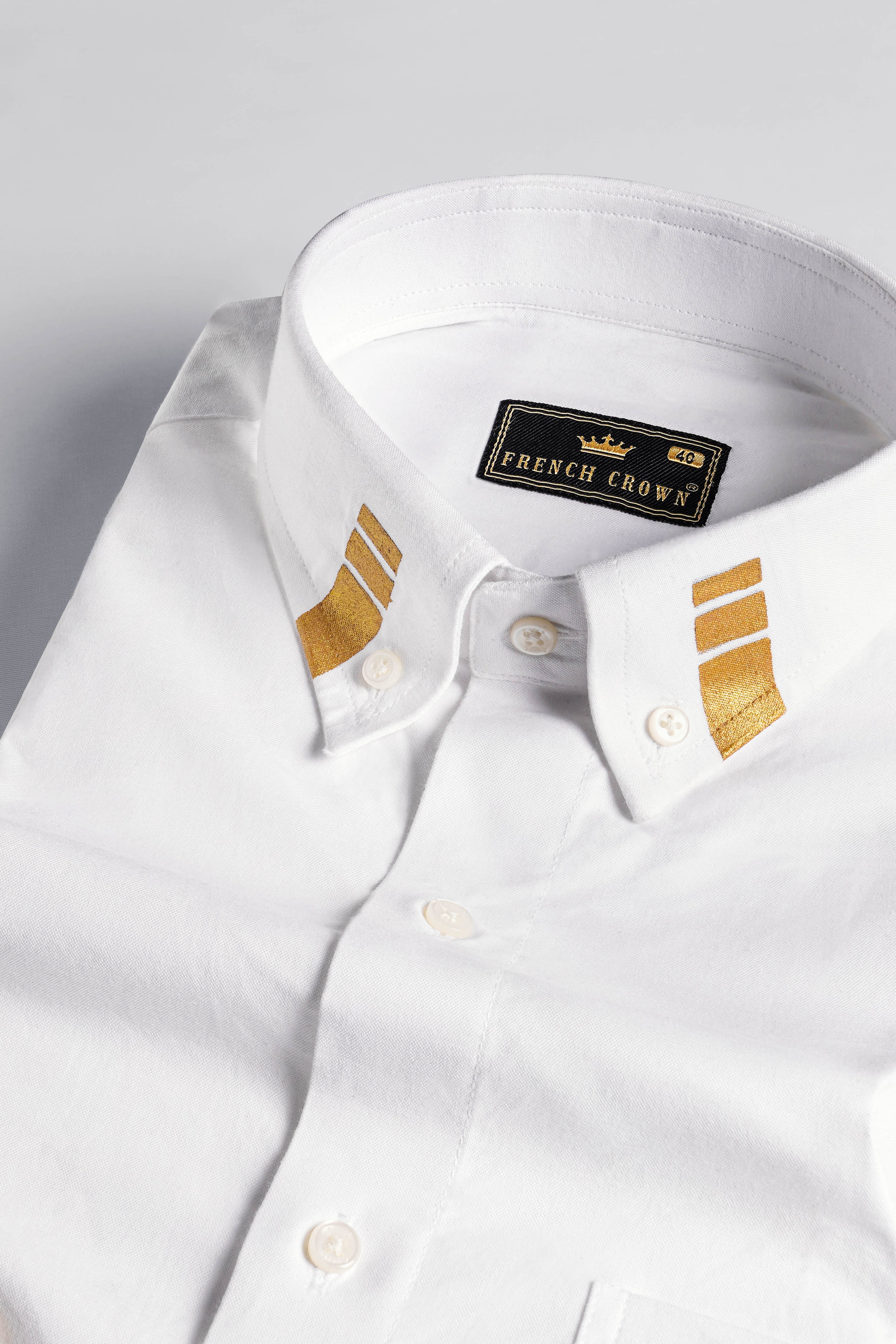 Bright White Hand Painted Royal Oxford Designer Shirt