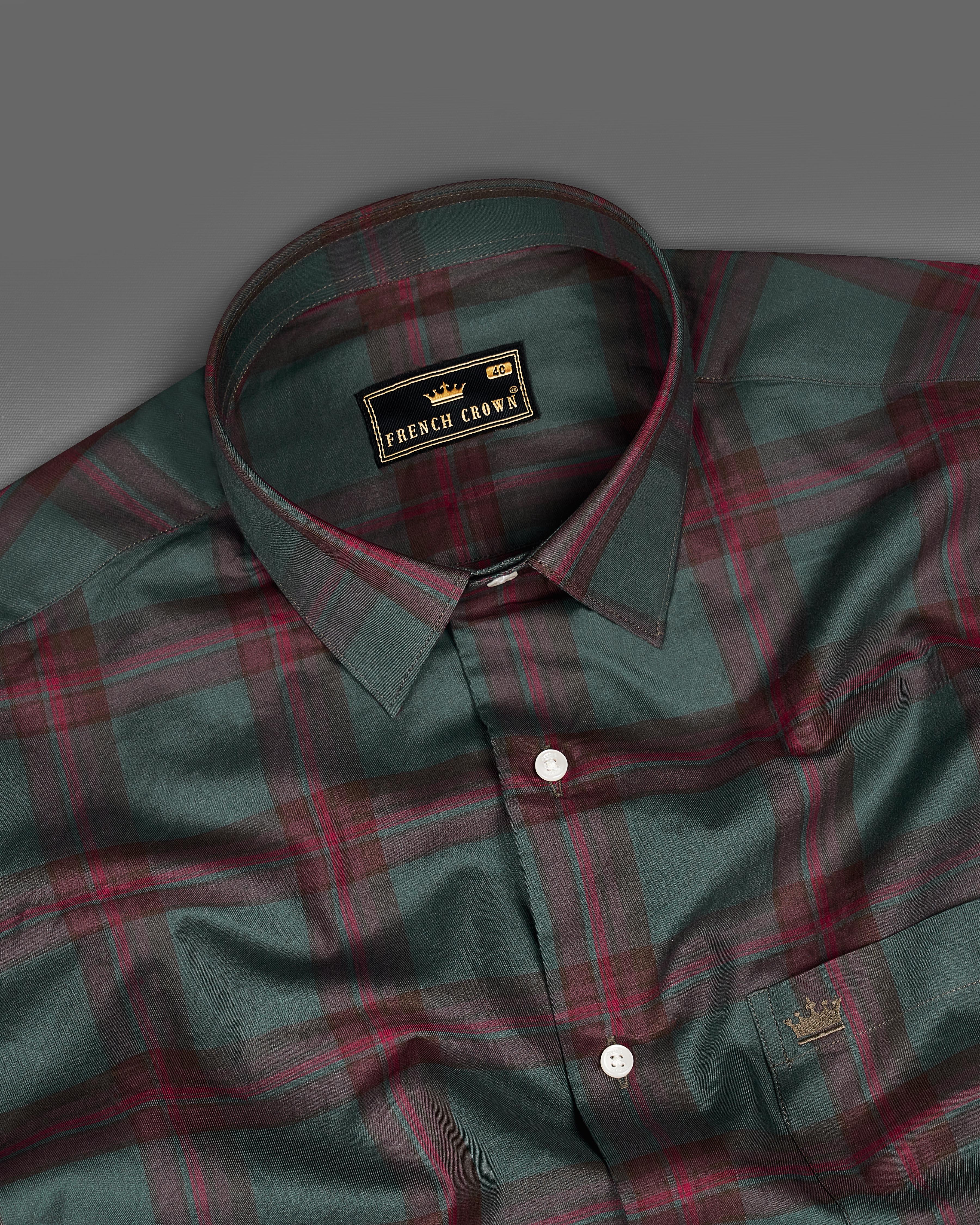 Fuscous Green with Castro Red Twill Windowpane Shirt 9087-38, 9087-H-38, 9087-39, 9087-H-39, 9087-40, 9087-H-40, 9087-42, 9087-H-42, 9087-44, 9087-H-44, 9087-46, 9087-H-46, 9087-48, 9087-H-48, 9087-50, 9087-H-50, 9087-52, 9087-H-52