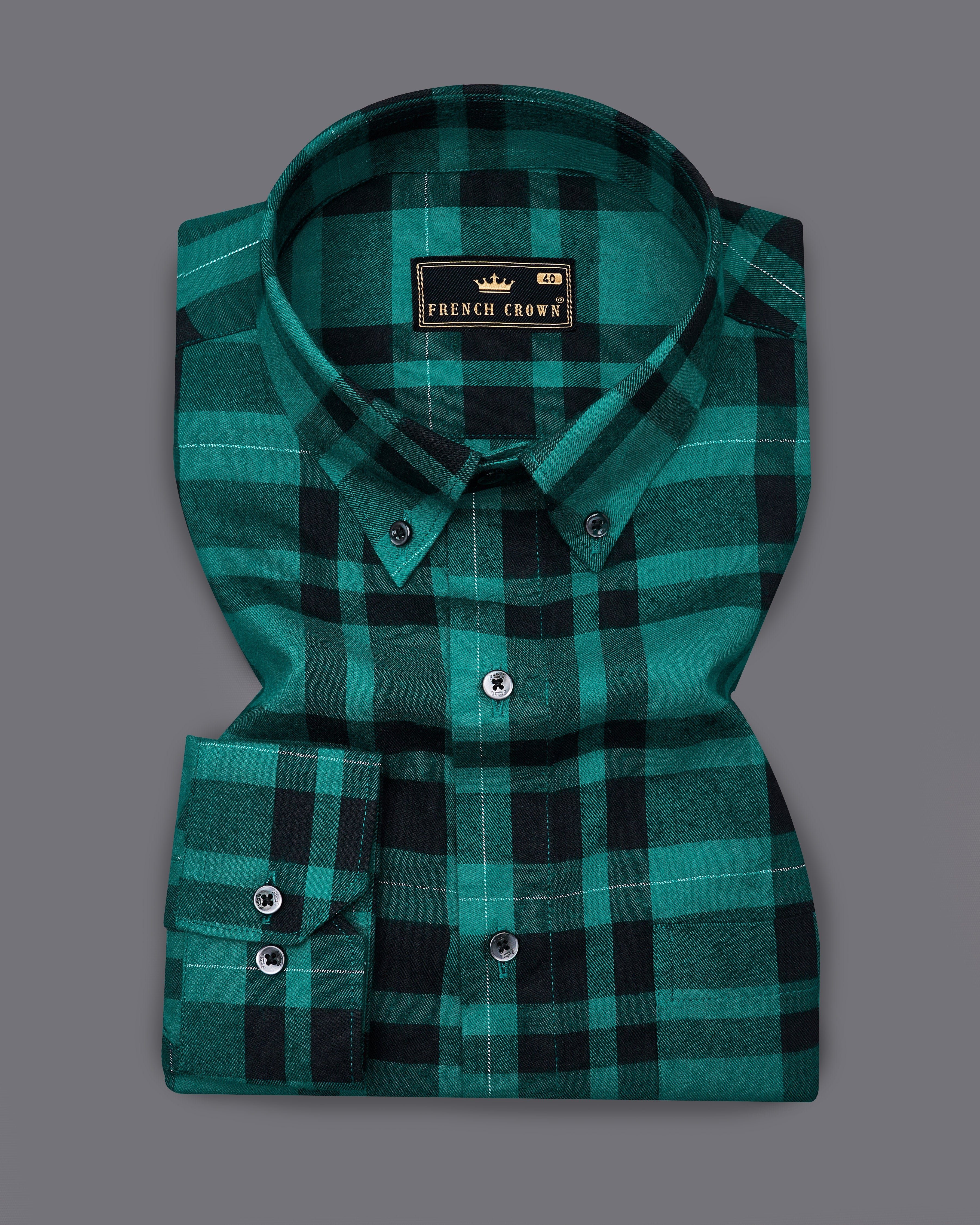 Surfie Green with Black Plaid Flannel Shirt 9088-BD-BLK-38, 9088-BD-BLK-H-38, 9088-BD-BLK-39, 9088-BD-BLK-H-39, 9088-BD-BLK-40, 9088-BD-BLK-H-40, 9088-BD-BLK-42, 9088-BD-BLK-H-42, 9088-BD-BLK-44, 9088-BD-BLK-H-44, 9088-BD-BLK-46, 9088-BD-BLK-H-46, 9088-BD-BLK-48, 9088-BD-BLK-H-48, 9088-BD-BLK-50, 9088-BD-BLK-H-50, 9088-BD-BLK-52, 9088-BD-BLK-H-52