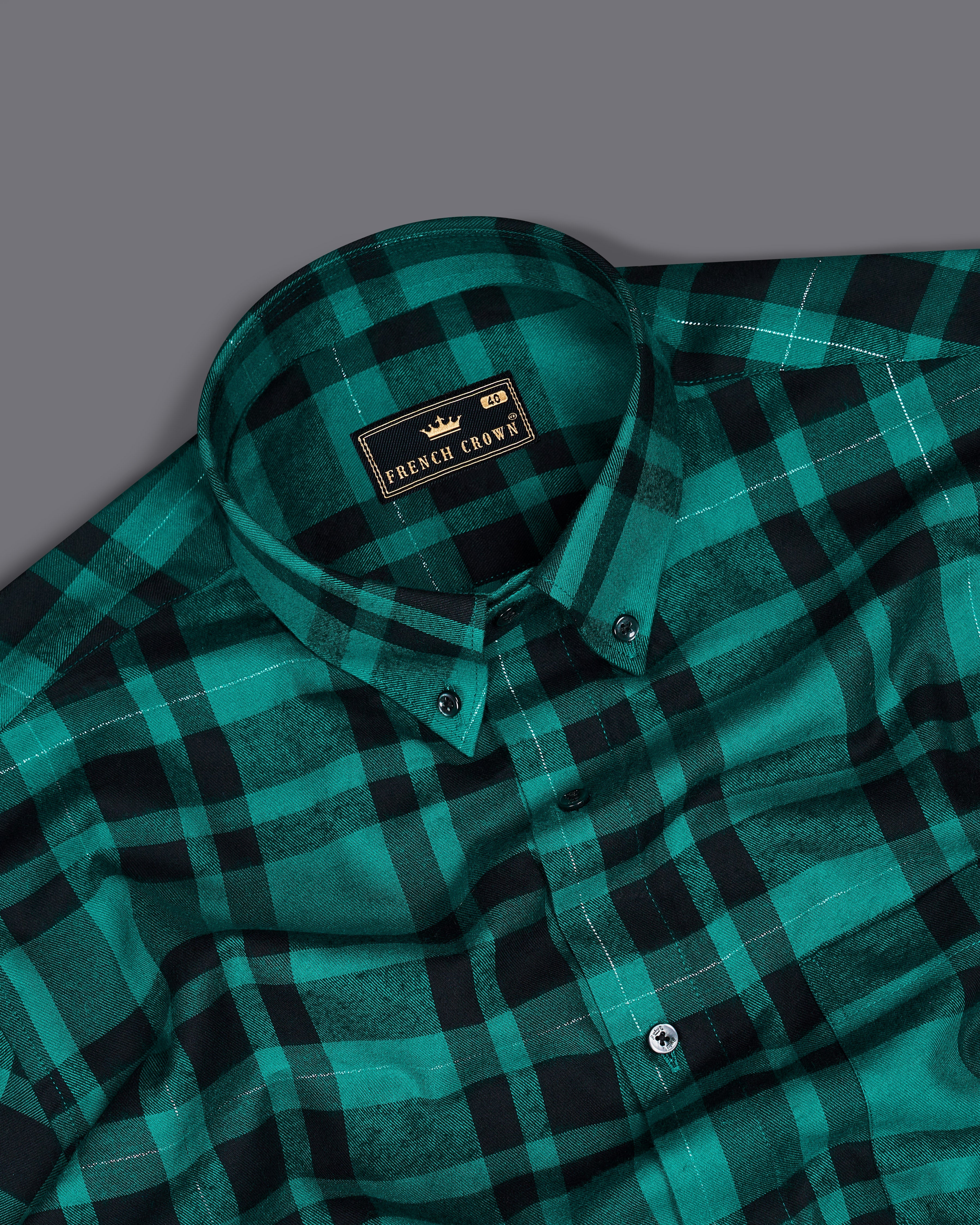 Surfie Green with Black Plaid Flannel Shirt 9088-BD-BLK-38, 9088-BD-BLK-H-38, 9088-BD-BLK-39, 9088-BD-BLK-H-39, 9088-BD-BLK-40, 9088-BD-BLK-H-40, 9088-BD-BLK-42, 9088-BD-BLK-H-42, 9088-BD-BLK-44, 9088-BD-BLK-H-44, 9088-BD-BLK-46, 9088-BD-BLK-H-46, 9088-BD-BLK-48, 9088-BD-BLK-H-48, 9088-BD-BLK-50, 9088-BD-BLK-H-50, 9088-BD-BLK-52, 9088-BD-BLK-H-52