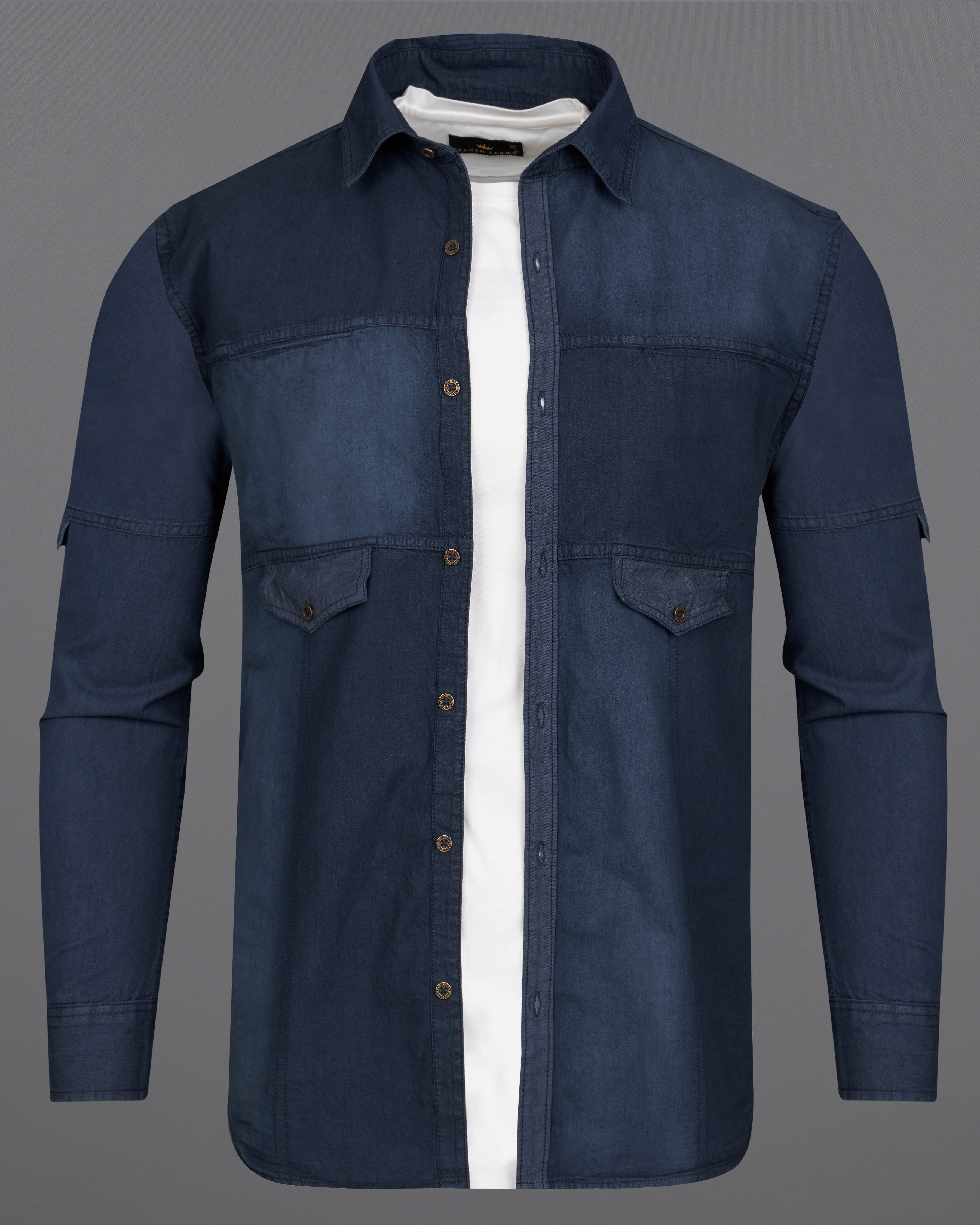 Ebony Blue Light Weights Denim Designer Overshirt 9096-38, 9096-H-38, 9096-39, 9096-H-39, 9096-40, 9096-H-40, 9096-42, 9096-H-42, 9096-44, 9096-H-44, 9096-46, 9096-H-46, 9096-48, 9096-H-48, 9096-50, 9096-H-50, 9096-52, 9096-H-52