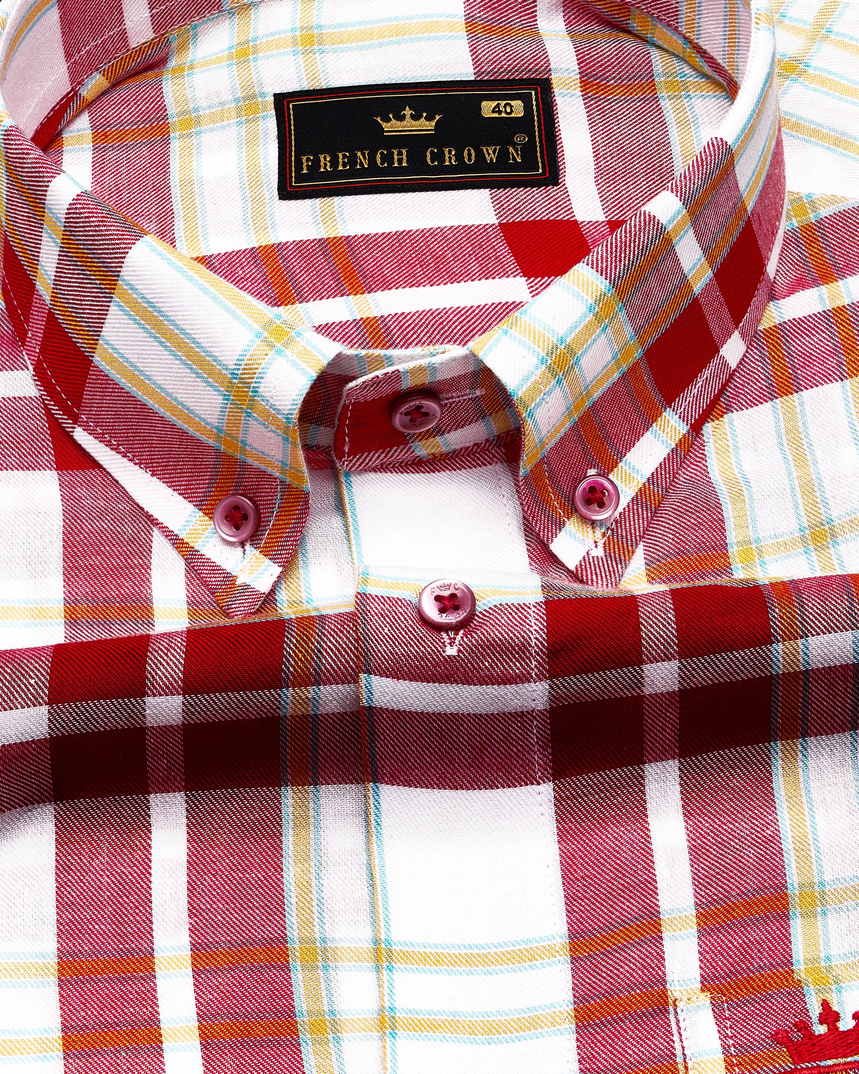 Devil Red with Off-White Twill Plaid Premium Cotton Shirt