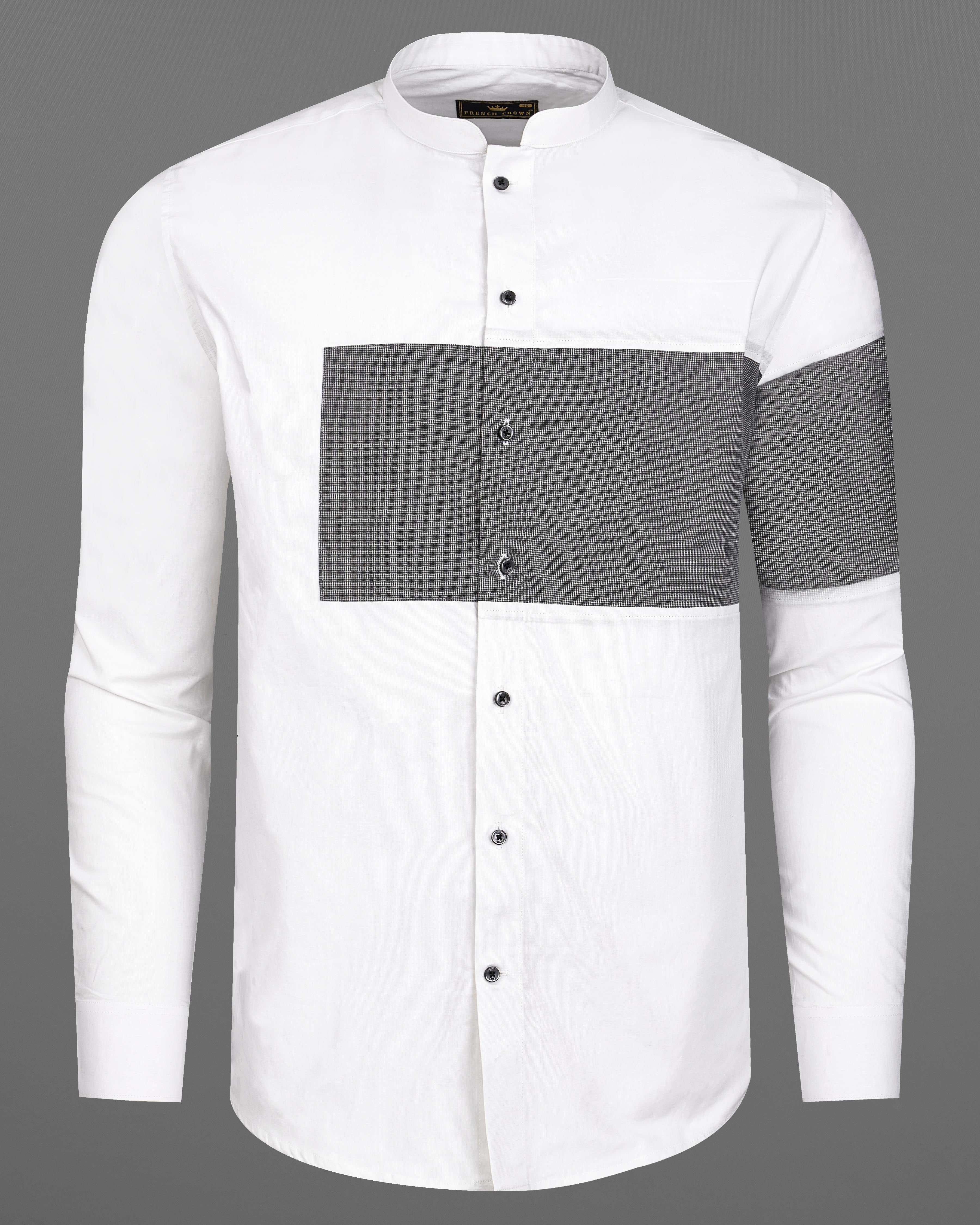 Bright White with Storm Gray Chambray Designer Shirt