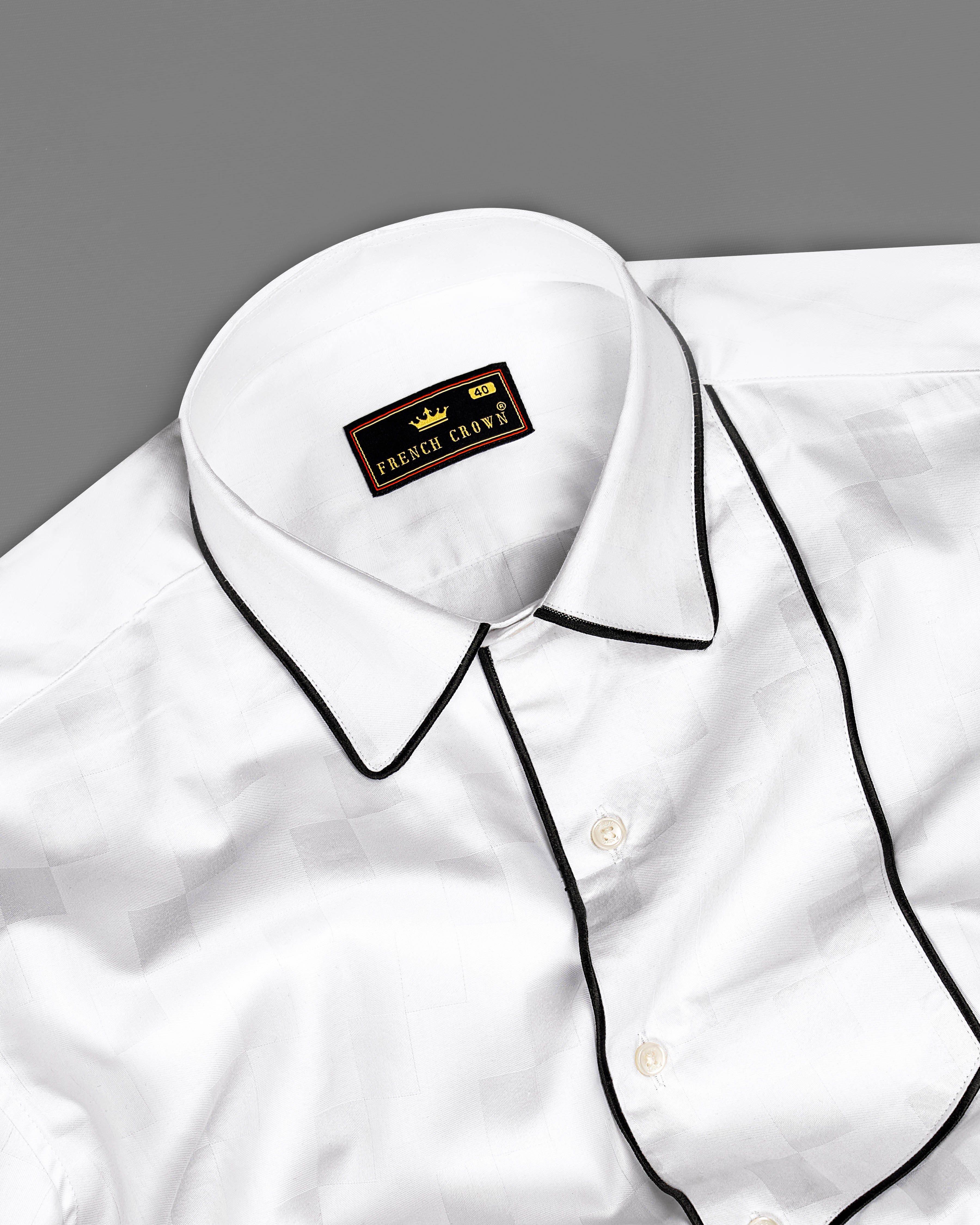 Bright White with Black Piping Work Dobby Premium Giza Cotton Designer Shirt 9107-P410-38,9107-P410-H-38,9107-P410-39,9107-P410-H-39,9107-P410-40,9107-P410-H-40,9107-P410-42,9107-P410-H-42,9107-P410-44,9107-P410-H-44,9107-P410-46,9107-P410-H-46,9107-P410-48,9107-P410-H-48,9107-P410-50,9107-P410-H-50,9107-P410-52,9107-P410-H-52