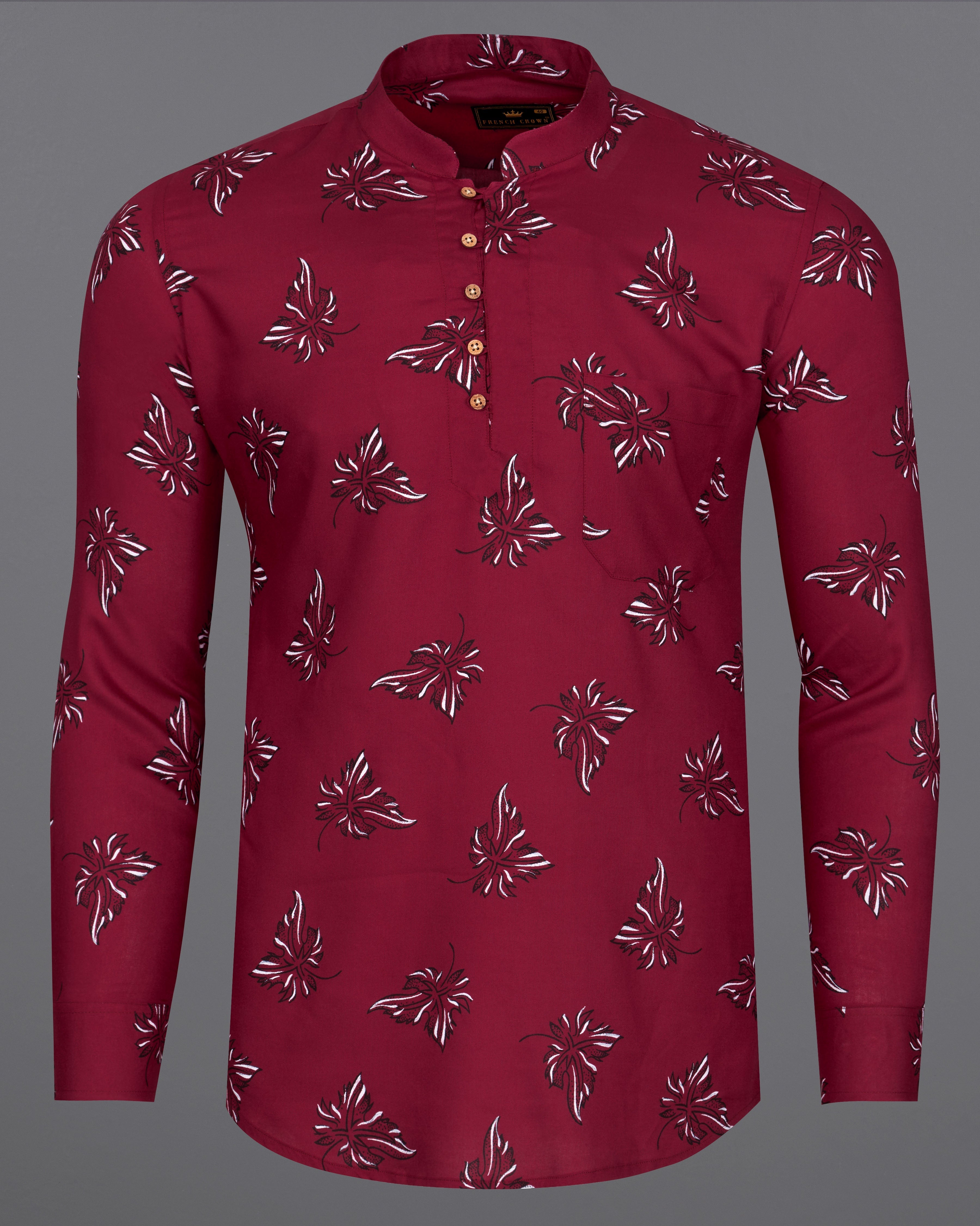 Tyrian Maroon Floral Printed Premium Tencel Kurta Shirt 9118-KS-38,9118-KS-H-38,9118-KS-39,9118-KS-H-39,9118-KS-40,9118-KS-H-40,9118-KS-42,9118-KS-H-42,9118-KS-44,9118-KS-H-44,9118-KS-46,9118-KS-H-46,9118-KS-48,9118-KS-H-48,9118-KS-50,9118-KS-H-50,9118-KS-52,9118-KS-H-52