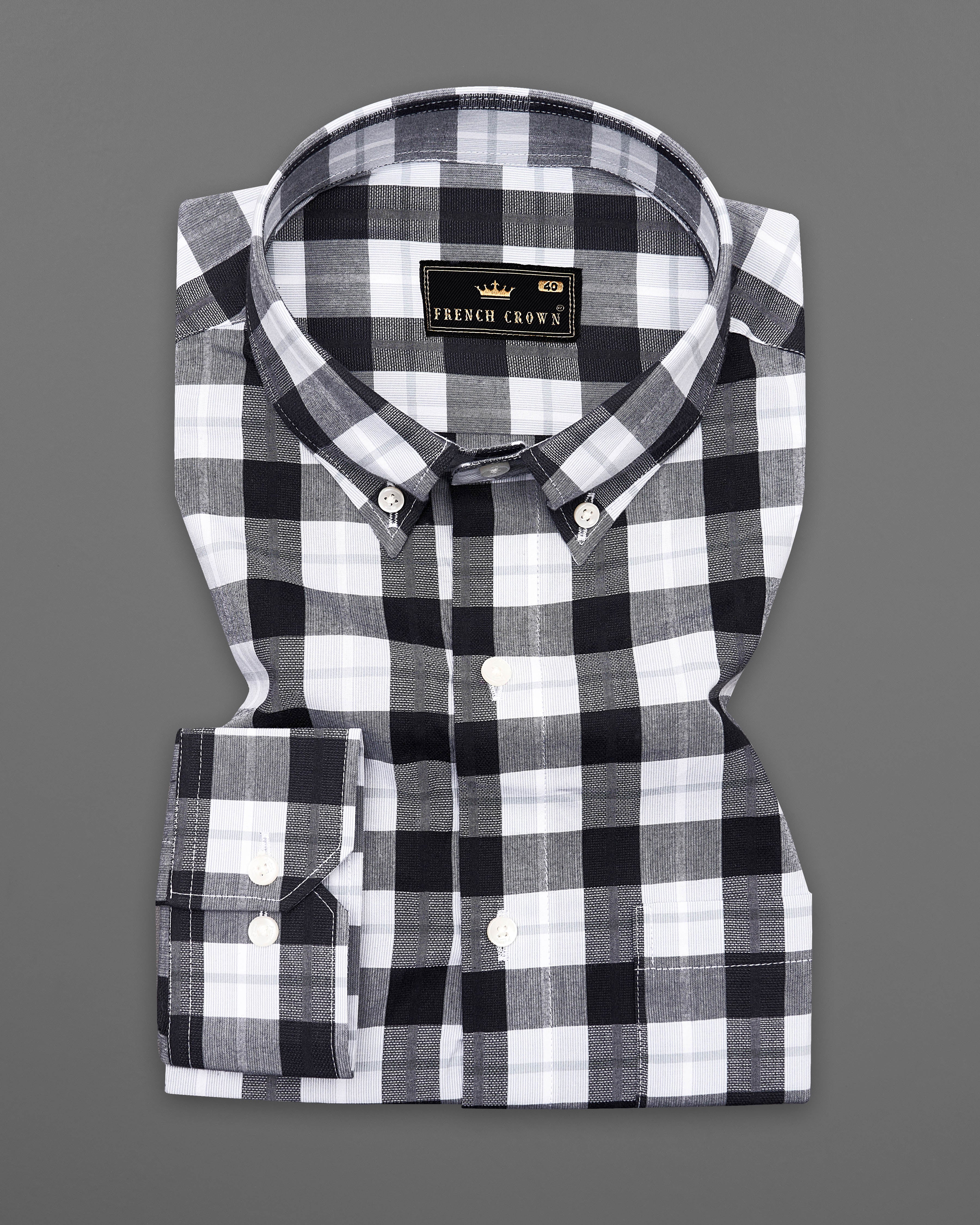 Black and White Checkered Dobby Textured Premium Giza Cotton Shirt 9121-BD-38,9121-BD-H-38,9121-BD-39,9121-BD-H-39,9121-BD-40,9121-BD-H-40,9121-BD-42,9121-BD-H-42,9121-BD-44,9121-BD-H-44,9121-BD-46,9121-BD-H-46,9121-BD-48,9121-BD-H-48,9121-BD-50,9121-BD-H-50,9121-BD-52,9121-BD-H-52