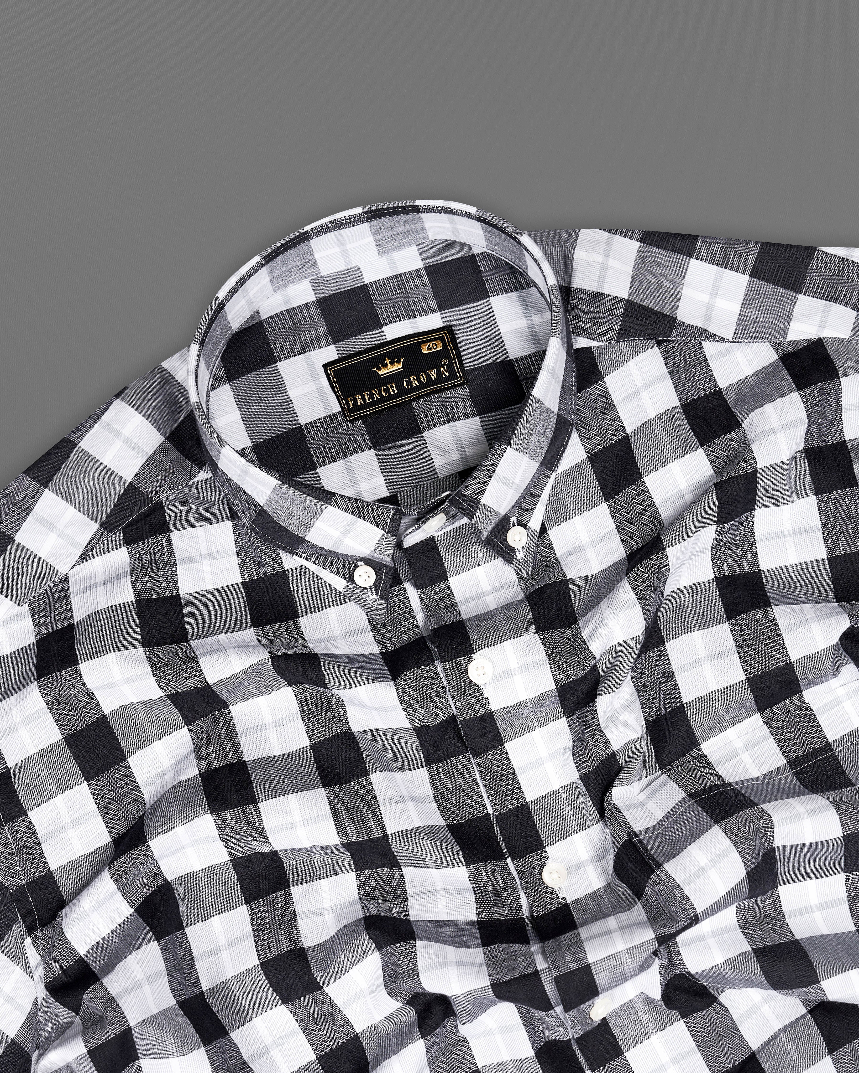 Black and White Checkered Dobby Textured Premium Giza Cotton Shirt 9121-BD-38,9121-BD-H-38,9121-BD-39,9121-BD-H-39,9121-BD-40,9121-BD-H-40,9121-BD-42,9121-BD-H-42,9121-BD-44,9121-BD-H-44,9121-BD-46,9121-BD-H-46,9121-BD-48,9121-BD-H-48,9121-BD-50,9121-BD-H-50,9121-BD-52,9121-BD-H-52