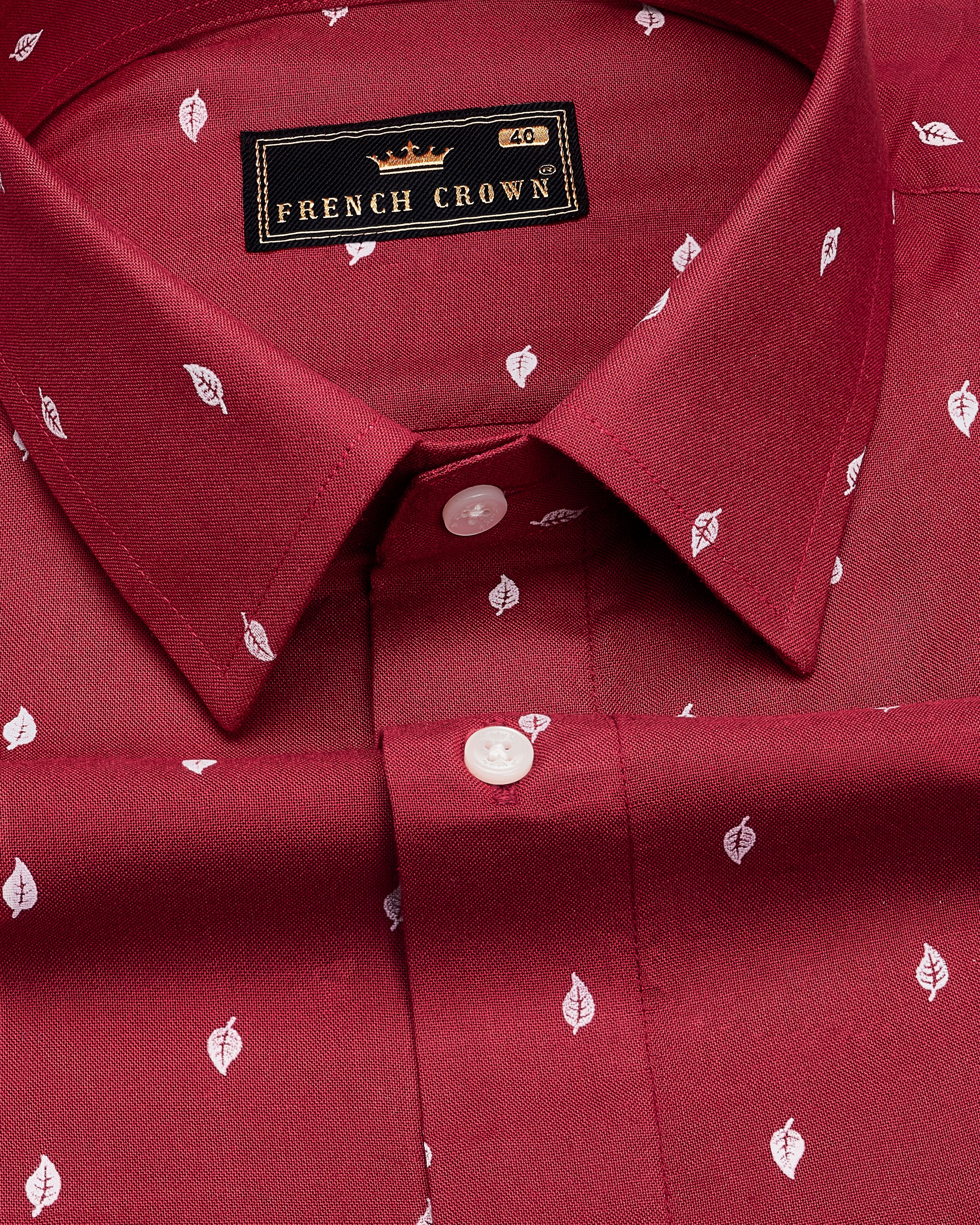 Burgundy Leaves Textured Premium Tencel Shirt 9125-38,9125-H-38,9125-39,9125-H-39,9125-40,9125-H-40,9125-42,9125-H-42,9125-44,9125-H-44,9125-46,9125-H-46,9125-48,9125-H-48,9125-50,9125-H-50,9125-52,9125-H-52