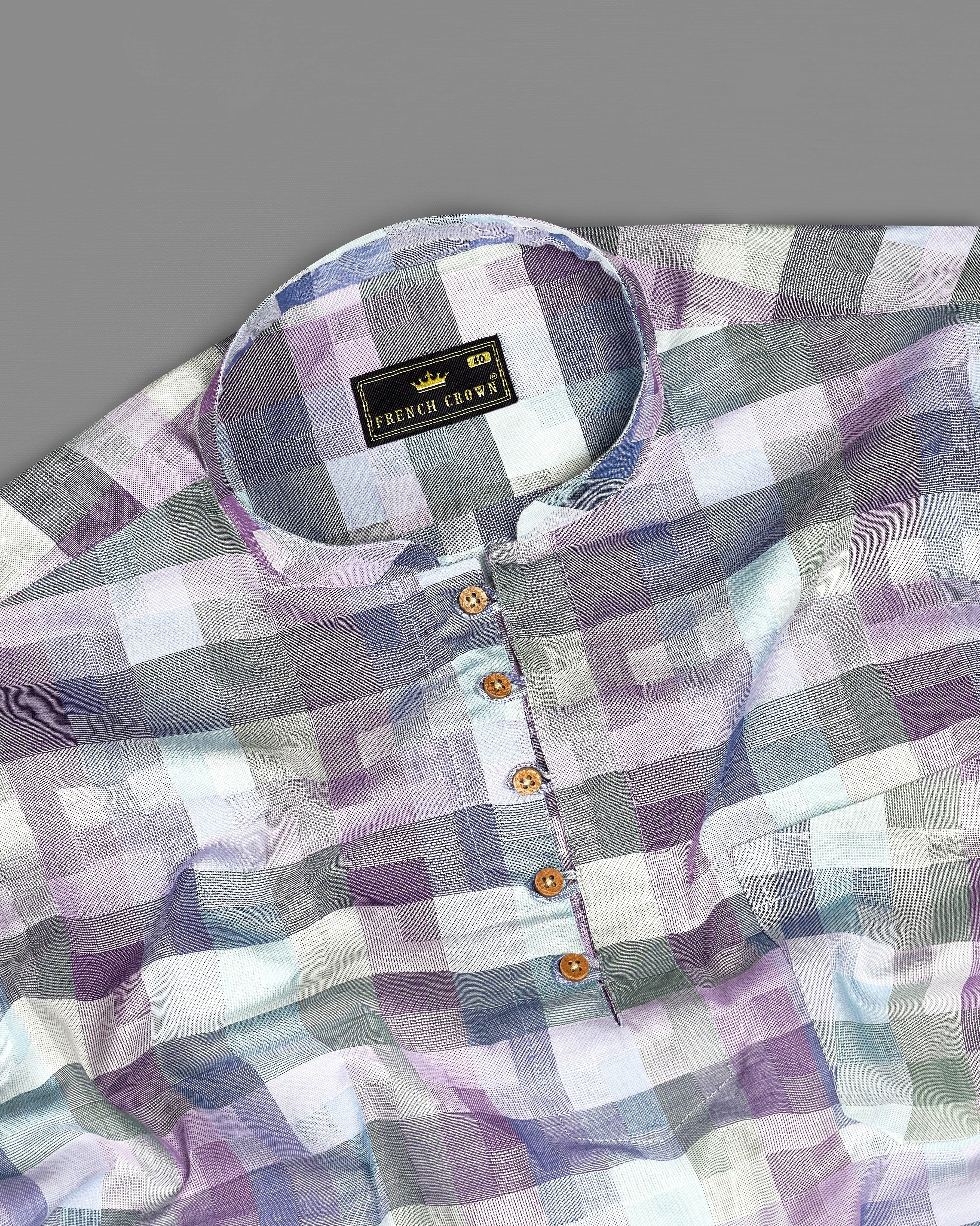 Limed Ash Gray with Dusky Purple Multicolour Checked Dobby Textured Kurta Shirt 9130-KS-38,9130-KS-H-38,9130-KS-39,9130-KS-H-39,9130-KS-40,9130-KS-H-40,9130-KS-42,9130-KS-H-42,9130-KS-44,9130-KS-H-44,9130-KS-46,9130-KS-H-46,9130-KS-48,9130-KS-H-48,9130-KS-50,9130-KS-H-50,9130-KS-52,9130-KS-H-52