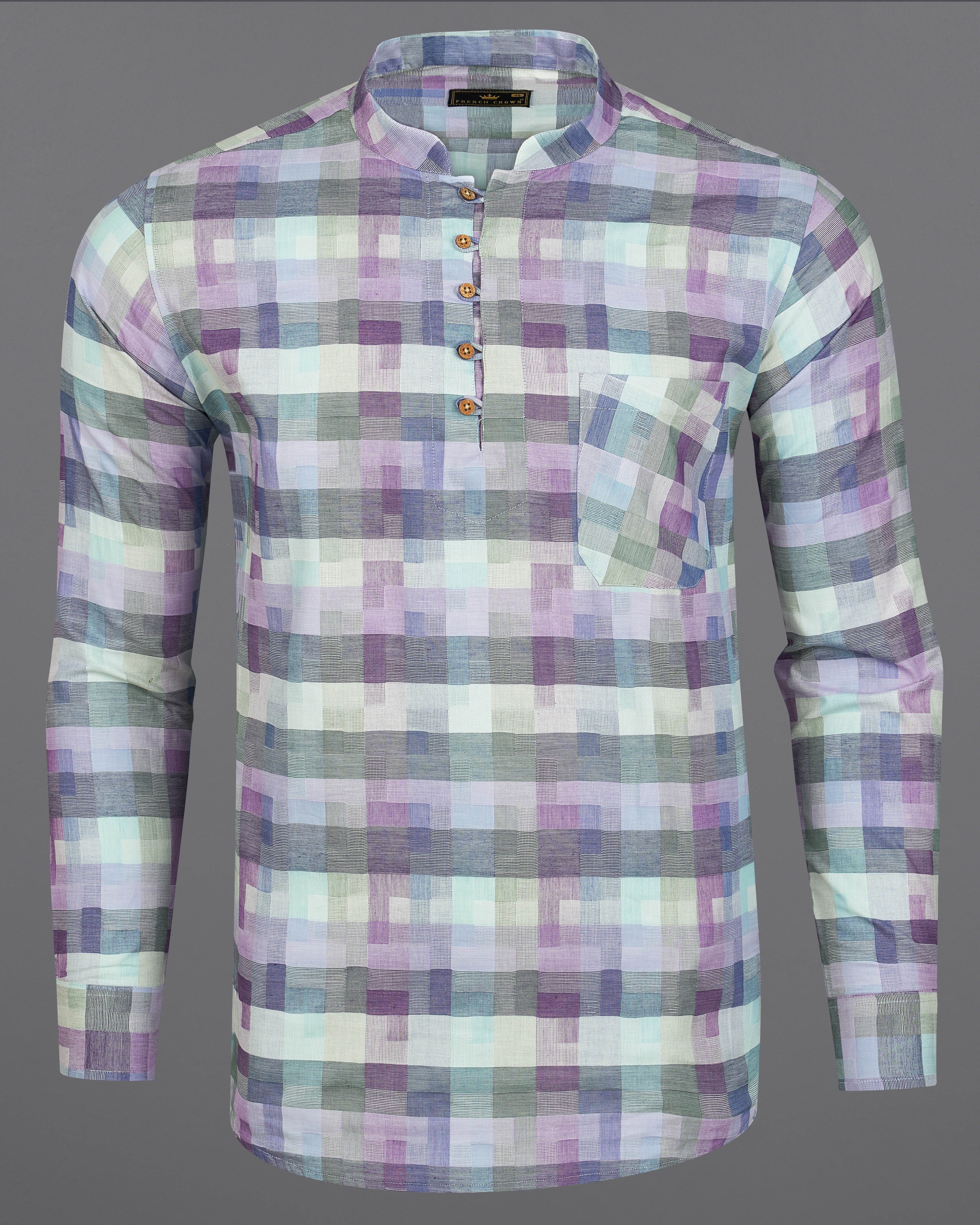 Limed Ash Gray with Dusky Purple Multicolour Checked Dobby Textured Kurta Shirt 9130-KS-38,9130-KS-H-38,9130-KS-39,9130-KS-H-39,9130-KS-40,9130-KS-H-40,9130-KS-42,9130-KS-H-42,9130-KS-44,9130-KS-H-44,9130-KS-46,9130-KS-H-46,9130-KS-48,9130-KS-H-48,9130-KS-50,9130-KS-H-50,9130-KS-52,9130-KS-H-52