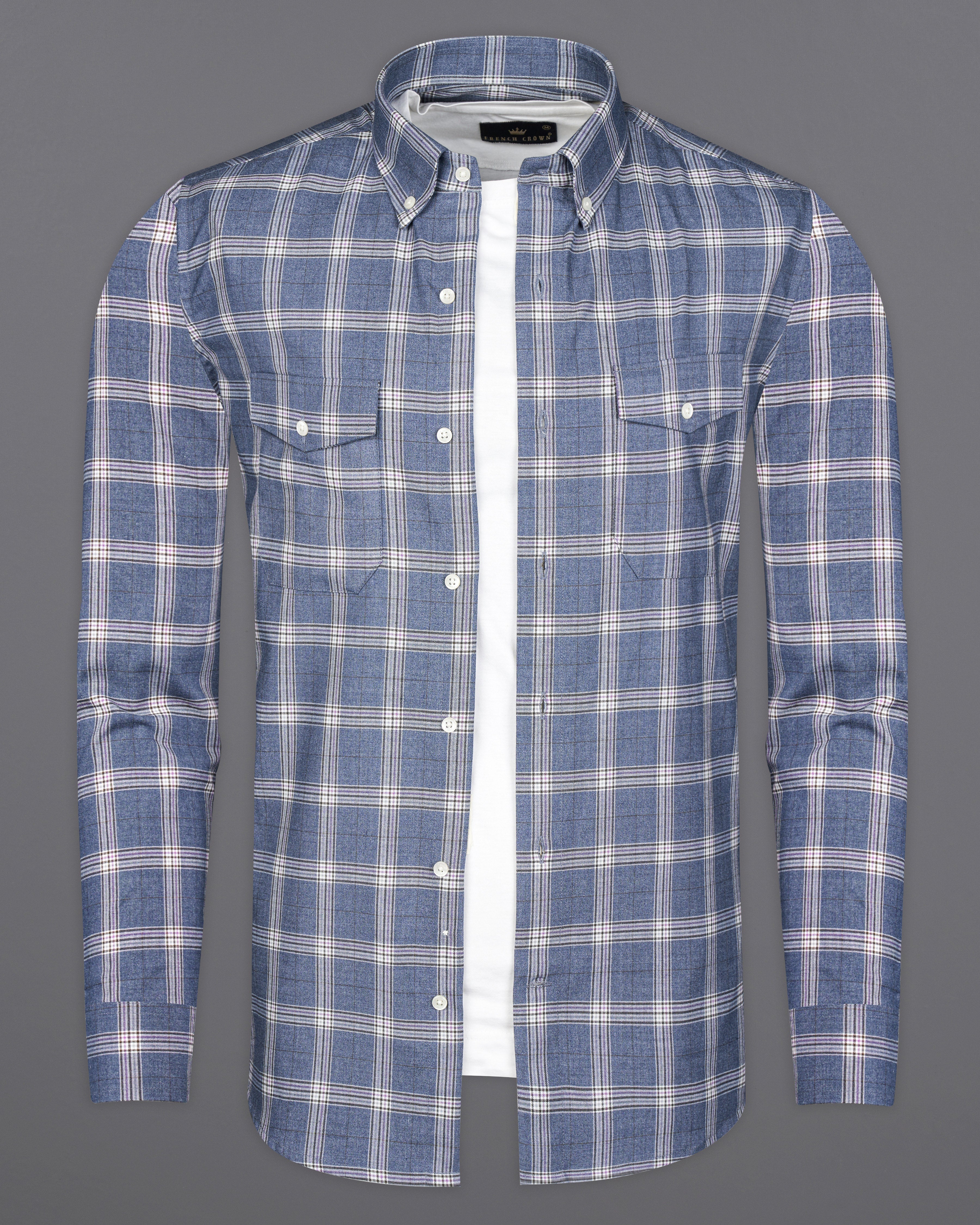 Comet Gray Checkered Royal Oxford Overshirt/Shacket