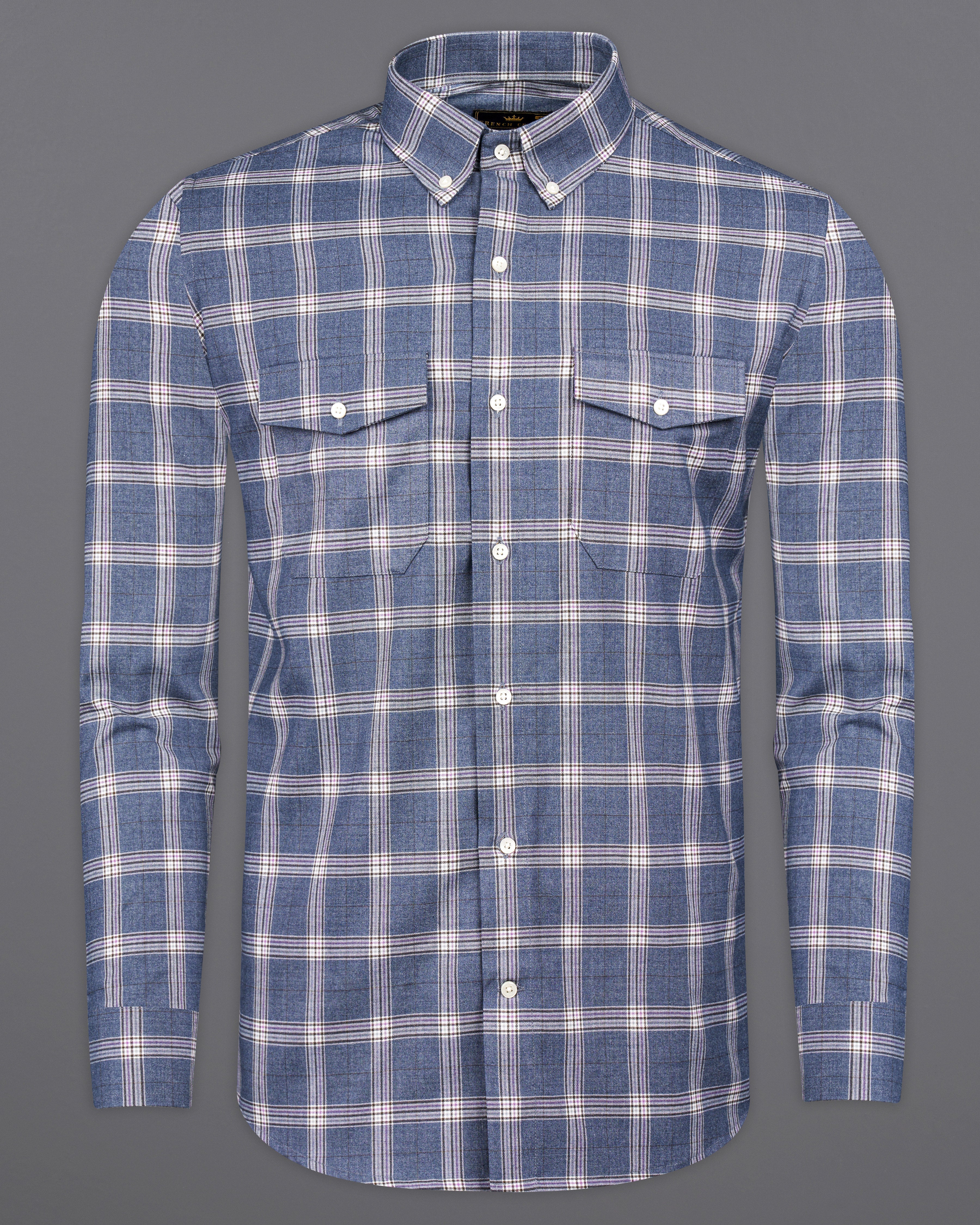 Comet Gray Checkered Royal Oxford Overshirt/Shacket