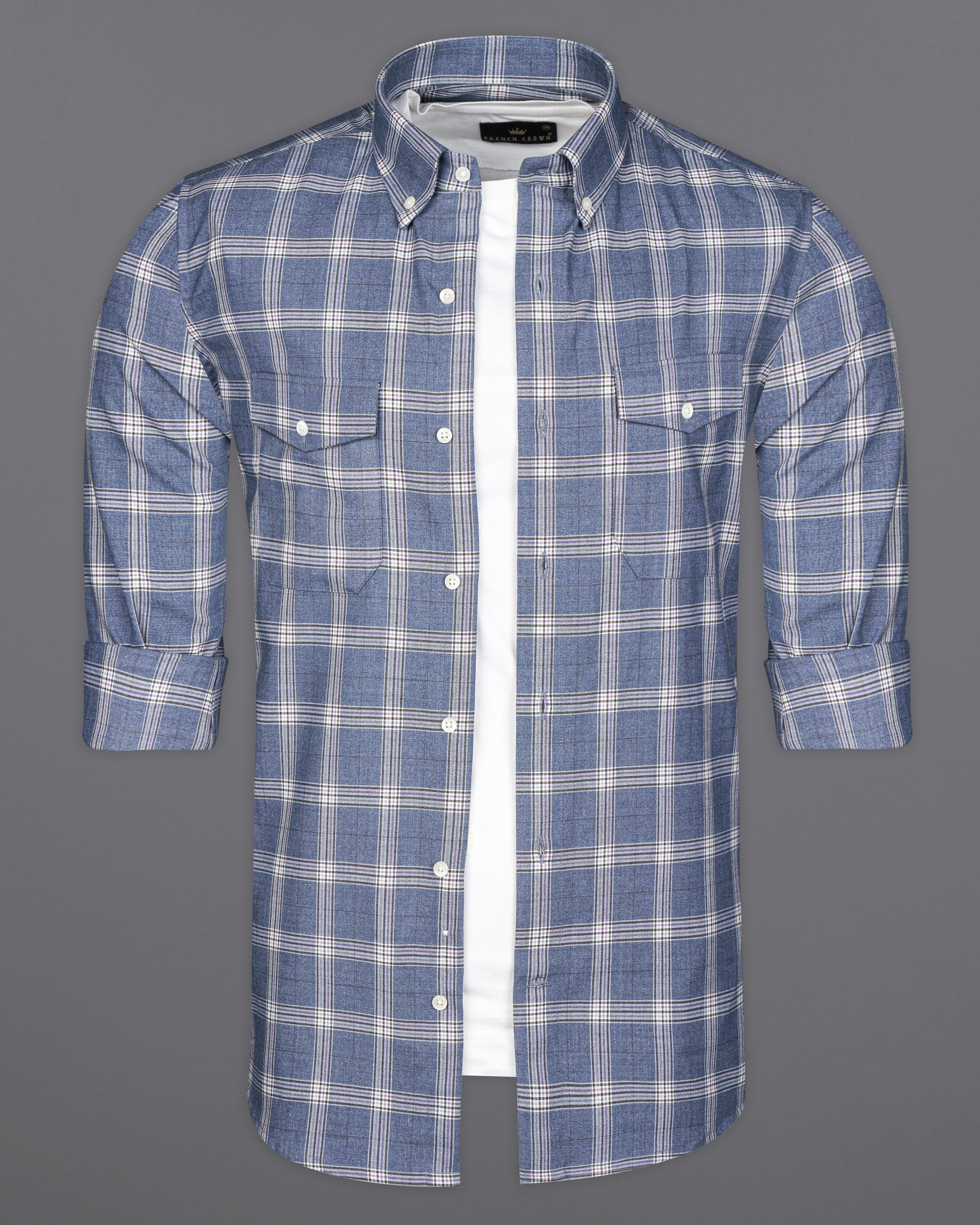 Comet Gray Checkered Royal Oxford Overshirt/Shacket