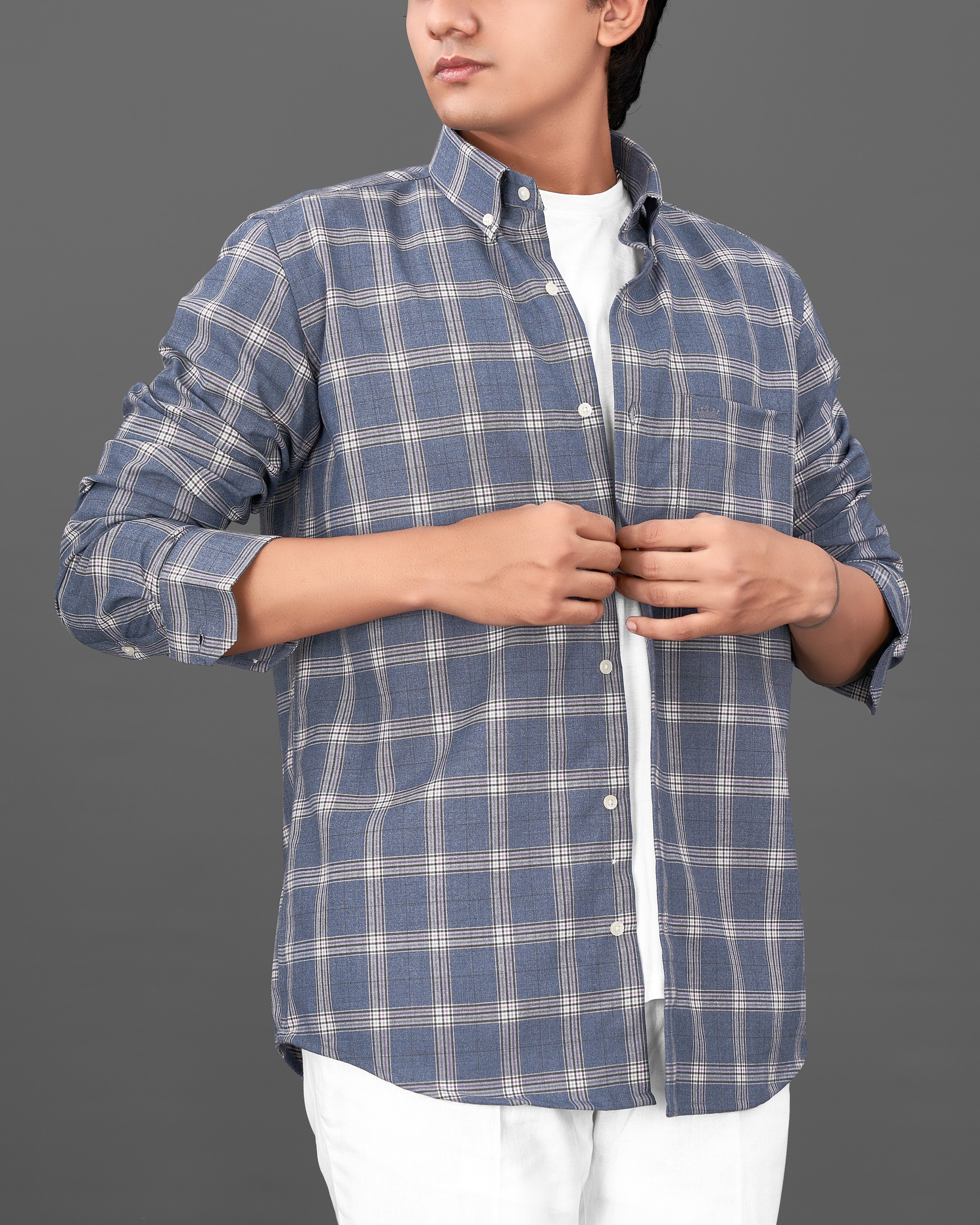 Comet Gray Checkered Royal Oxford Overshirt/Shacket